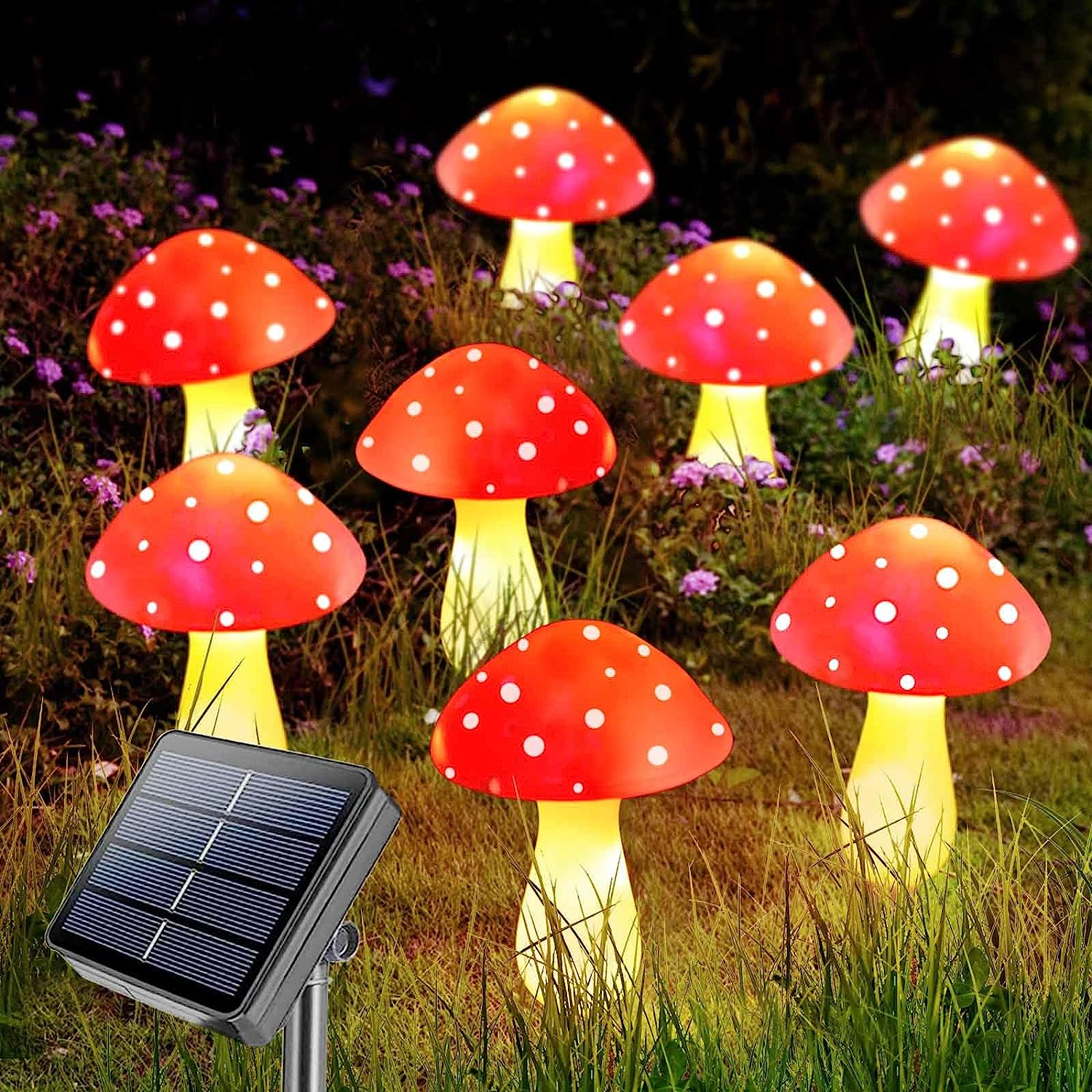 Homeleo Upgraded 8-Pack Solar Mushroom Lights for Outdoor Yard Decor, Waterproof Multi-Colored Garden Mushroom Lamp, Solar LED Fairy Lights for Backyard, Thanksgiving, Christmas, Halloween Decorations