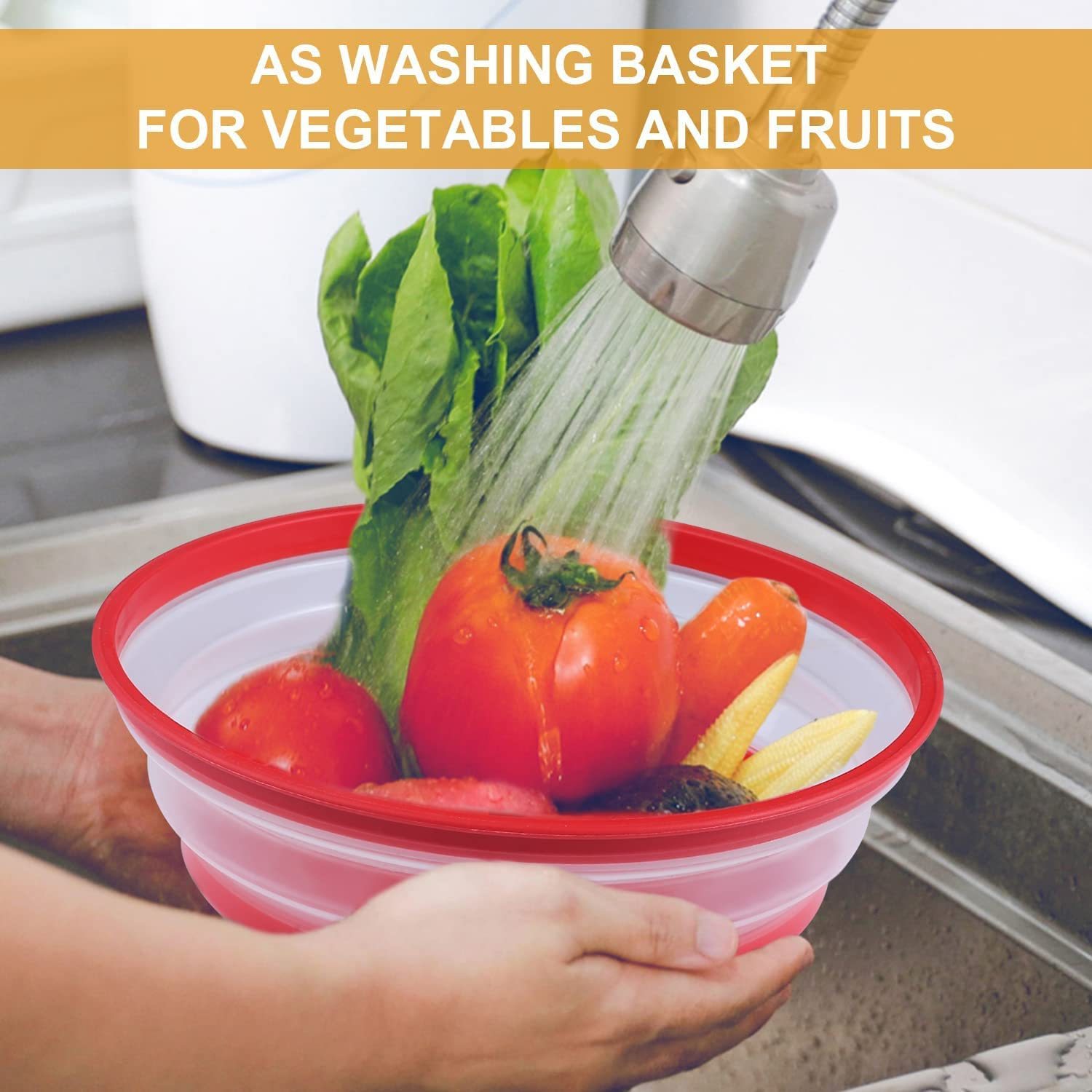 Vented Collapsible Microwave Splatter Cover,Food Cover,Colander Kitchen Gadget,Include Anti-Scald Silicone Mats,Dishwasher-Safe,Bpa-Freesilicone & Plastic（2Set Grey and Red) image number 1