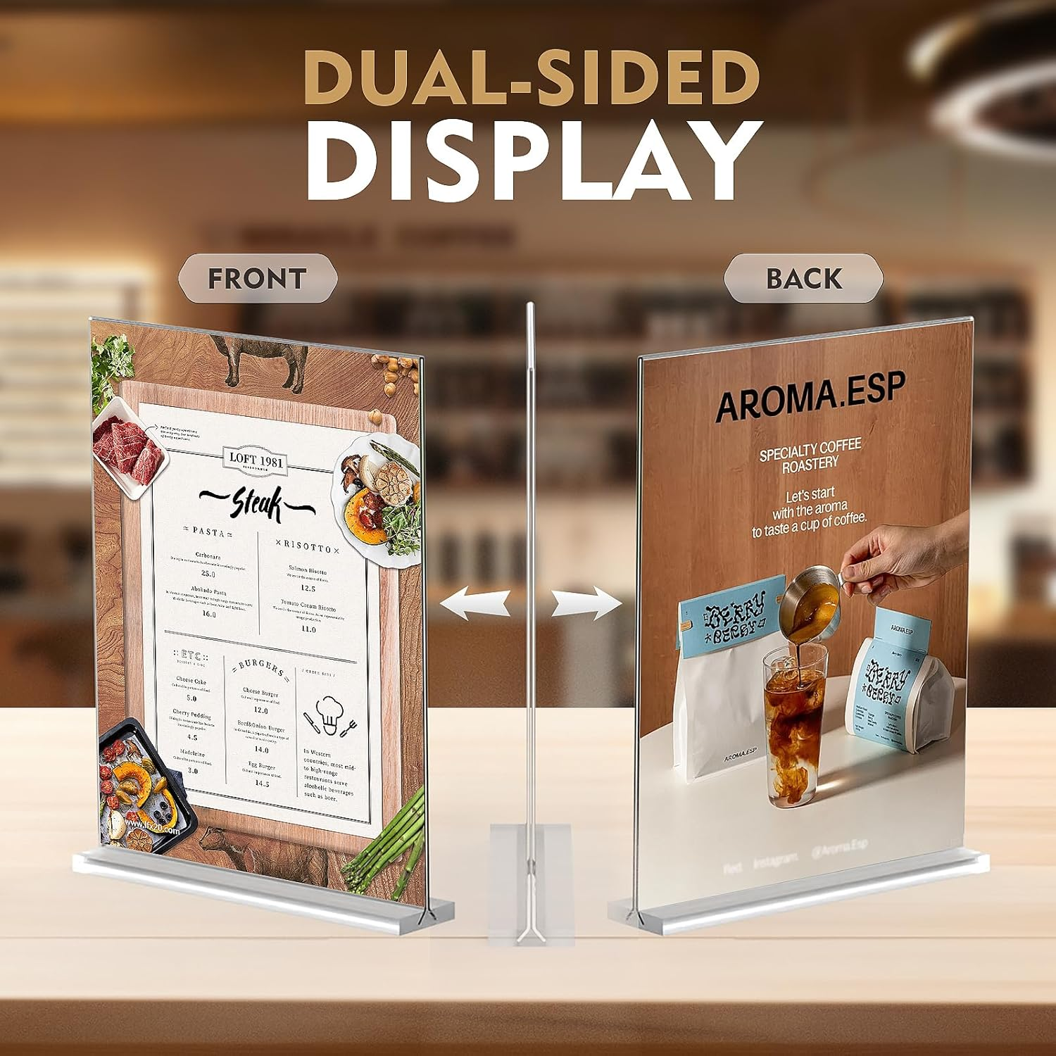 A4 Acrylic Sign Holder, 6Pack T-Shape Double-Side A4 Perspex Display Stand, Clear Poster Menu Holders for Office Shop Restaurant School image number 2