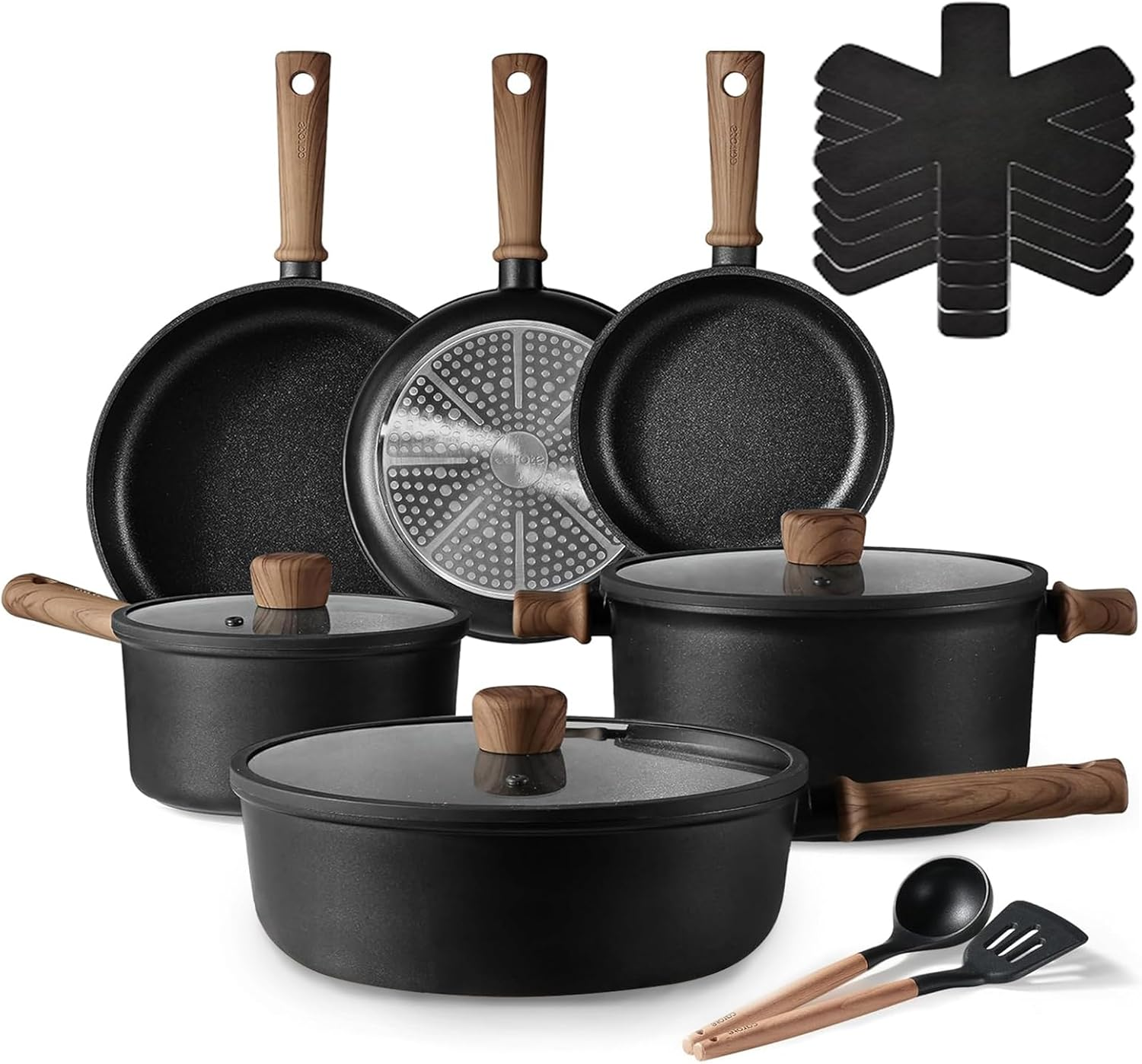 16 Pcs Pots and Pans Set Non Stick, Kitchen Nonstick Cooking Cookware Sets, Induction Cookware Set, Premium Pots and Pans with Cooking Set for All Stove Tops, PFAS and PFOA Free (16 Pcs) image number 1