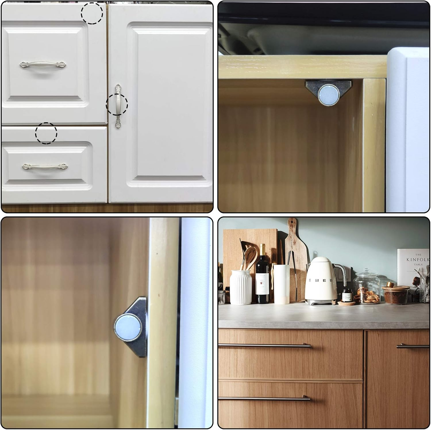 LUTER 4 Pieces Magnetic Door Catches Cabinet Door Magnets with Stainless Steel Screws for Kitchen Cabinet Closer Sliding Door Closure Cupboard Closet (Bronze) image number 3