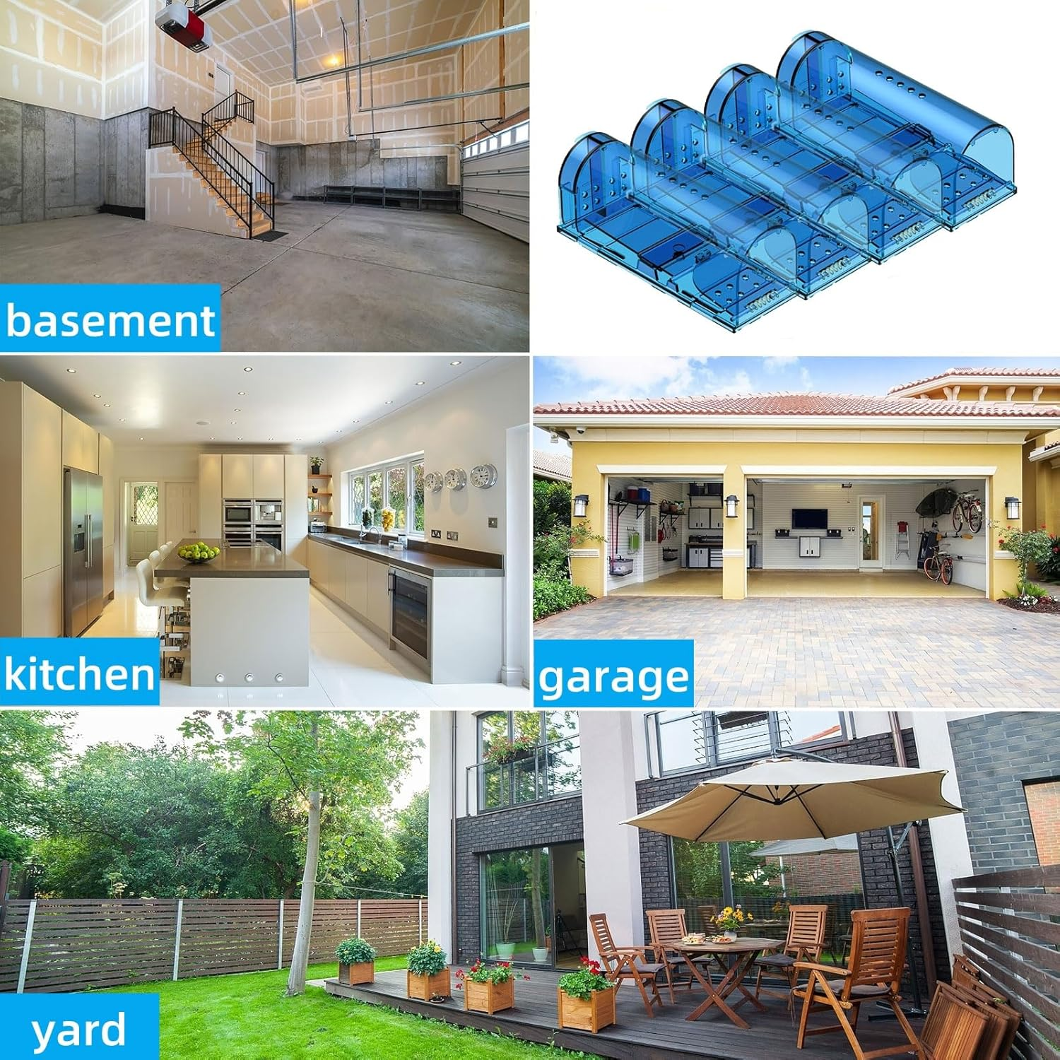 4Pcs Humane Mouse Trap Cage, Easy Set Durable Traps, Safe for Children, Pets and Humans (4, Blue-01) image number 3