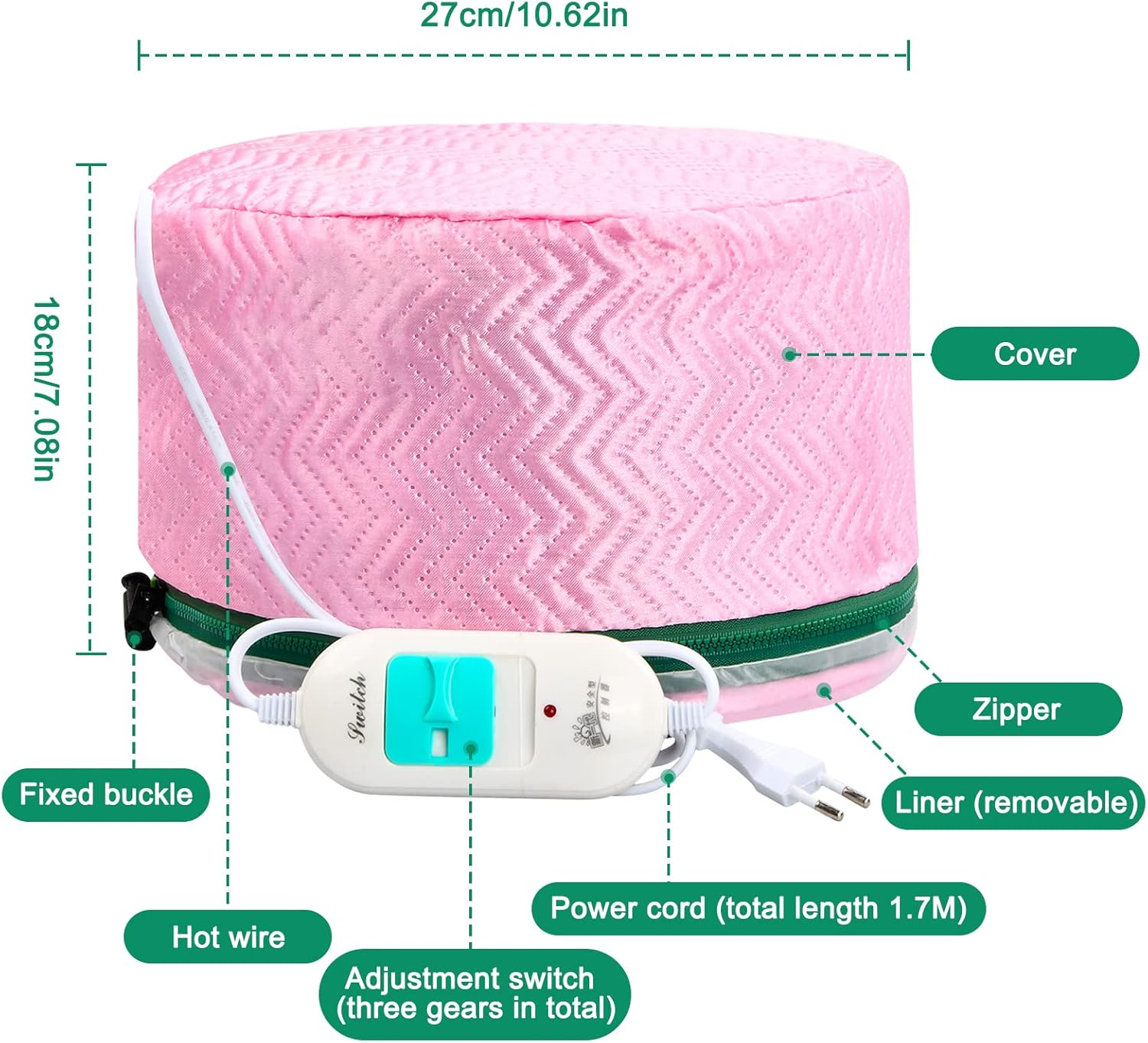 3 Levels Hat for Hair Care, Electric Heat Treatment for Hair, Thermal Hair Cap, Steam Treatment Hair Cap for Home Thermal Hair