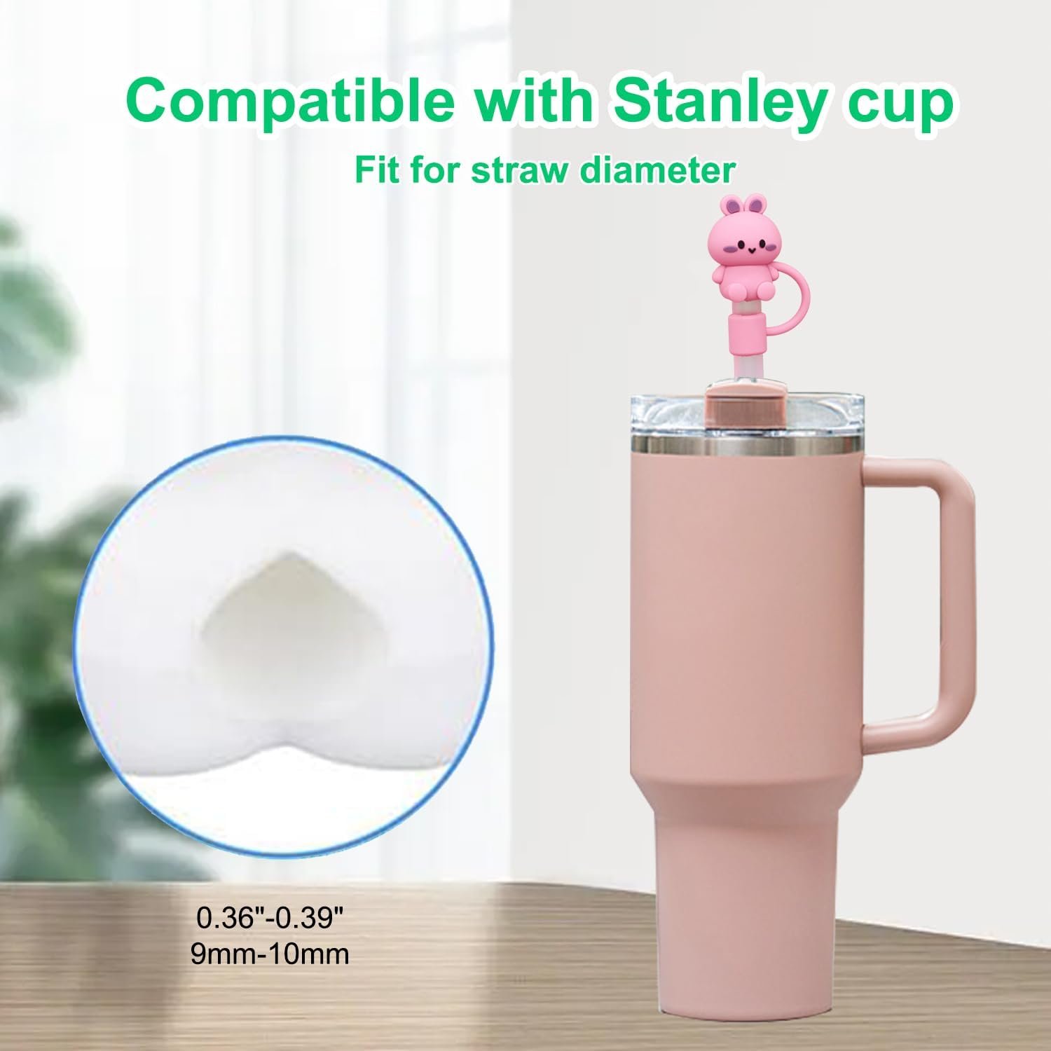 6 Pack Silicone Straw Cover Cap for Stanley Cup, Cute Funny Straw Topper Compatible with 30&40 Oz Tumbler with Handle,10Mm 0.4In Dust-Proof Reusable Straw Tips Lids image number 6