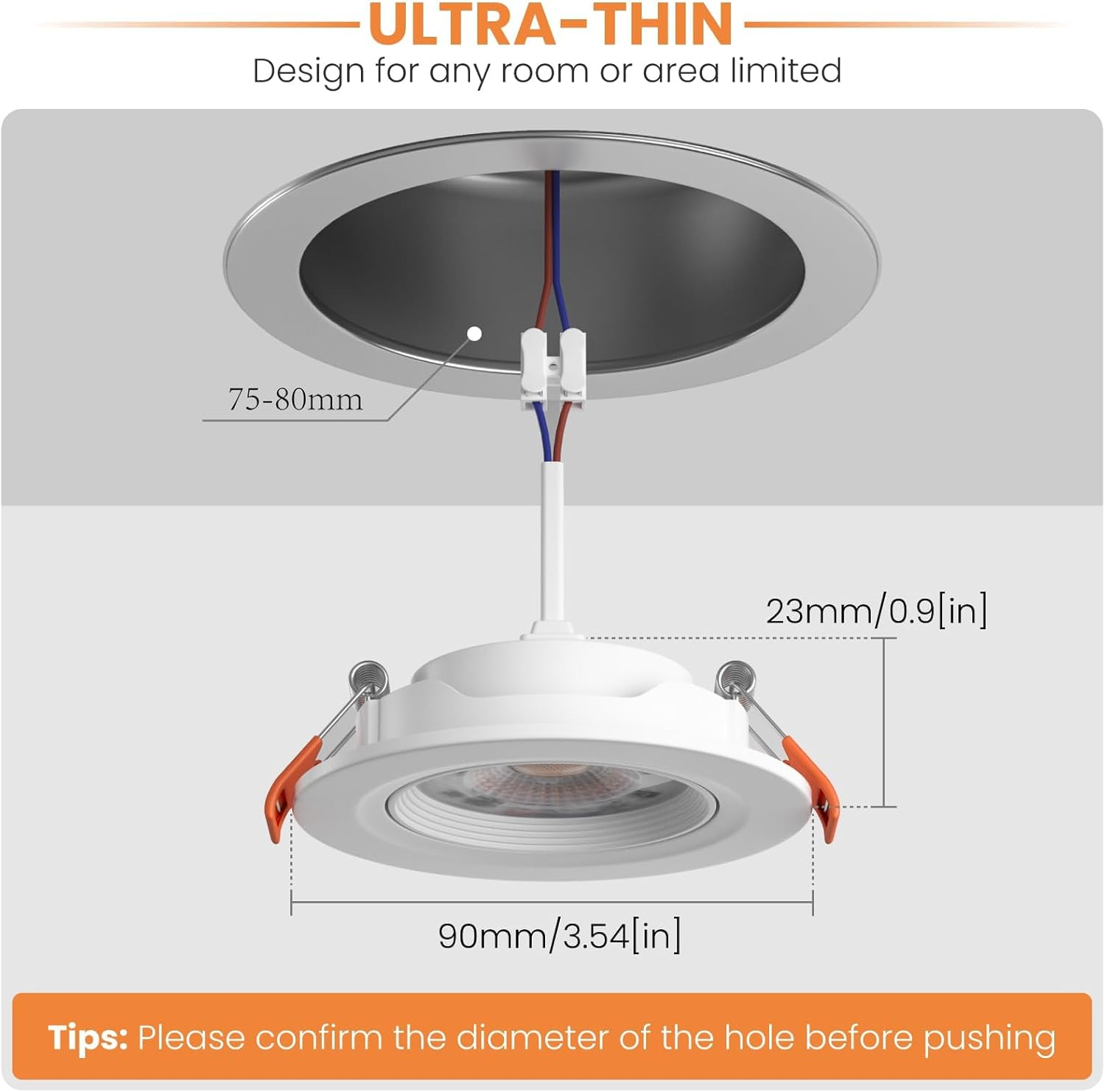 5W LED Recessed Ceiling Light Dimmable IP44 Spotlight,3Cct 2700-3000K,90-100Mm Cutout 450LM Led Downlight Suitable for Kitchen,Bathroom,Bedroom,White, Pack of 10,AUS Plug