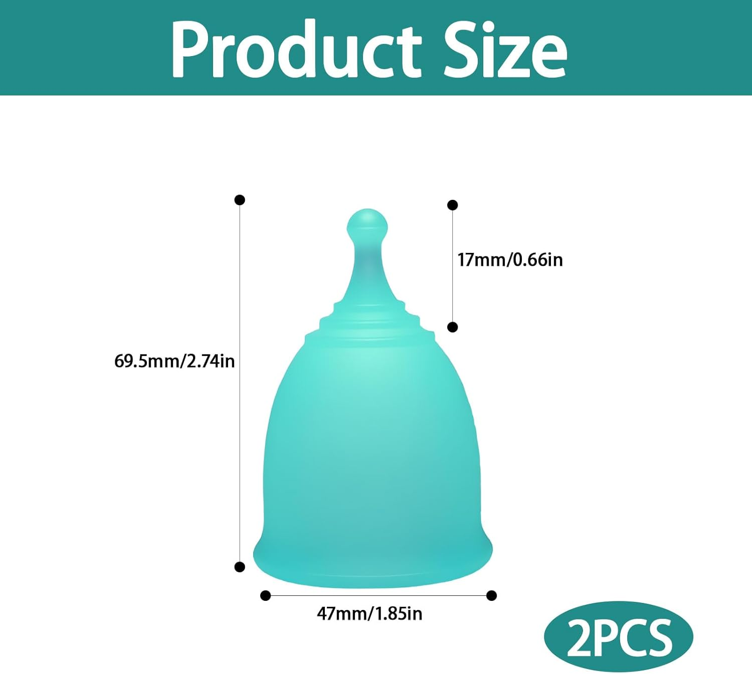 2Pack Menstrual Cup, Reusable Period Cup,Menstrual Disc, Better Alternative to Sanitary Napkins and Tampons image number 5