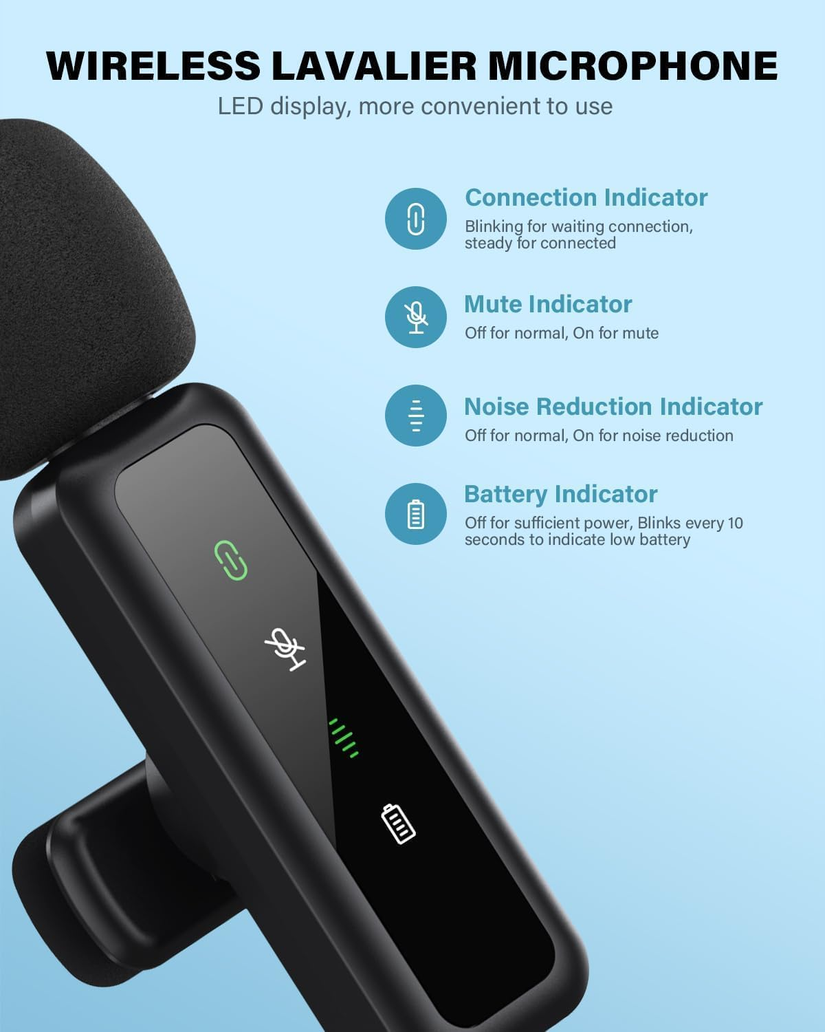 Wireless Lavalier Microphone for Iphone, Ipad, Android, Mini Microphone with Noise Reduction and HD Sound for Vlogging, Youtube, Tiktok and Podcasting image number 6