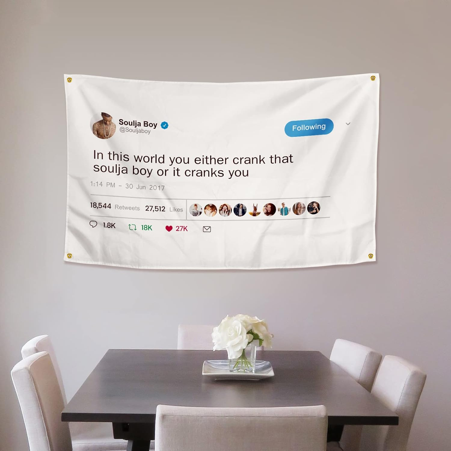 In This World You Either Crank That Soulja Boy Flag 3&times;5 Feet Funny Poster Banner Wall Outdoor Hanging Flag with 4 Brass Grommets for College Dorm Room Decor image number 1