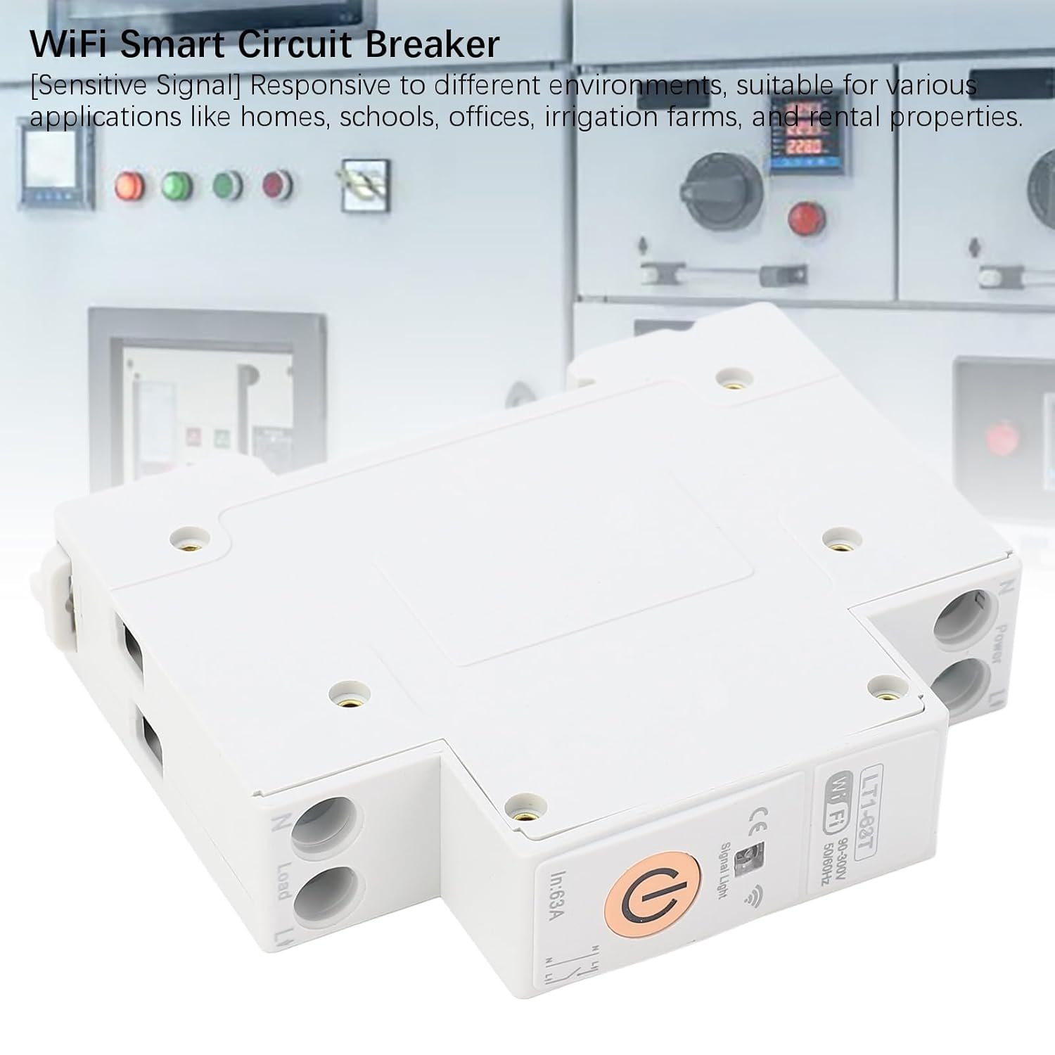 LT1 63T Smart Switch Circuit Breaker Touch Control Power Metering Timer Relay 63A Timer Voice Remote Control Energy Monitor for APP Control for Home Office Factory