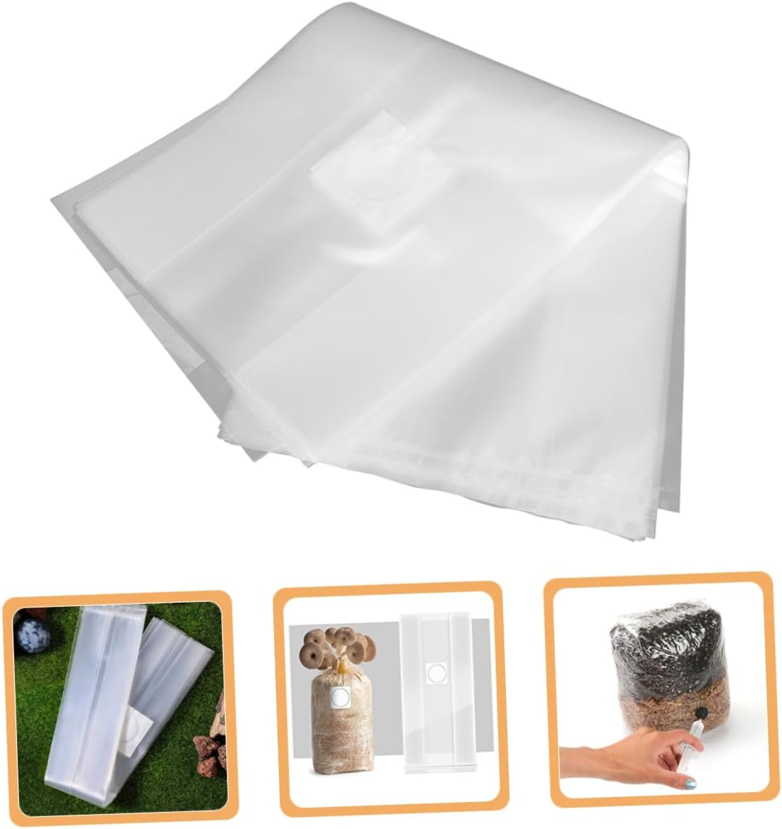 TOBBOMEY 50Pcs Mushroom Grow Bags for Cultivation Durable Grain Spawn Bags Space-Efficient Design for Indoor Gardening Greenhouses Home Hobbies image number 3