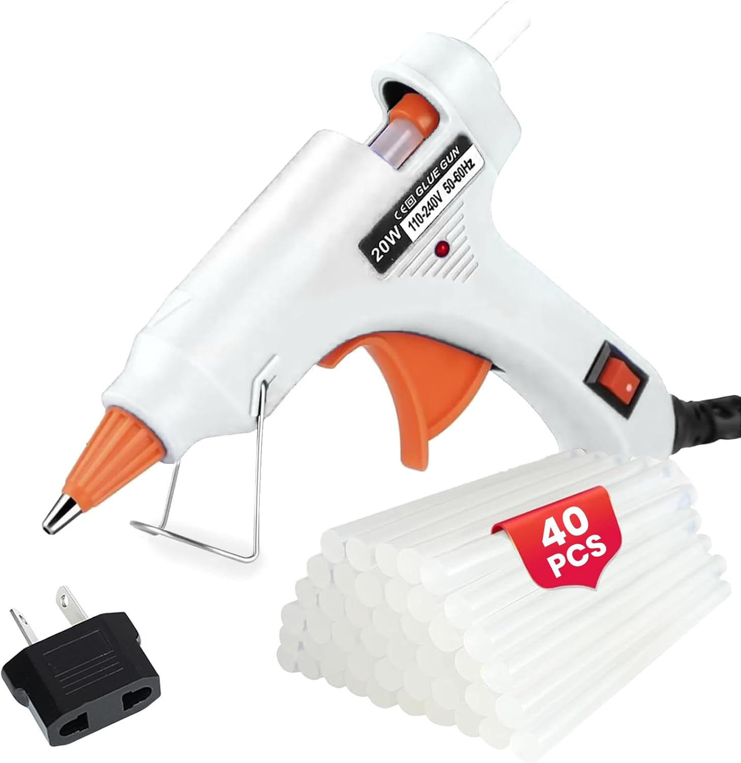 Mini Hot Glue Gun with 40 Glue Sticks, Fast Heating Hot Melt Gun, 20W Glue Gun Kit, Lightweight Craft Gun for DIY, Home Repairs, Kids' School Projects - White image number 6