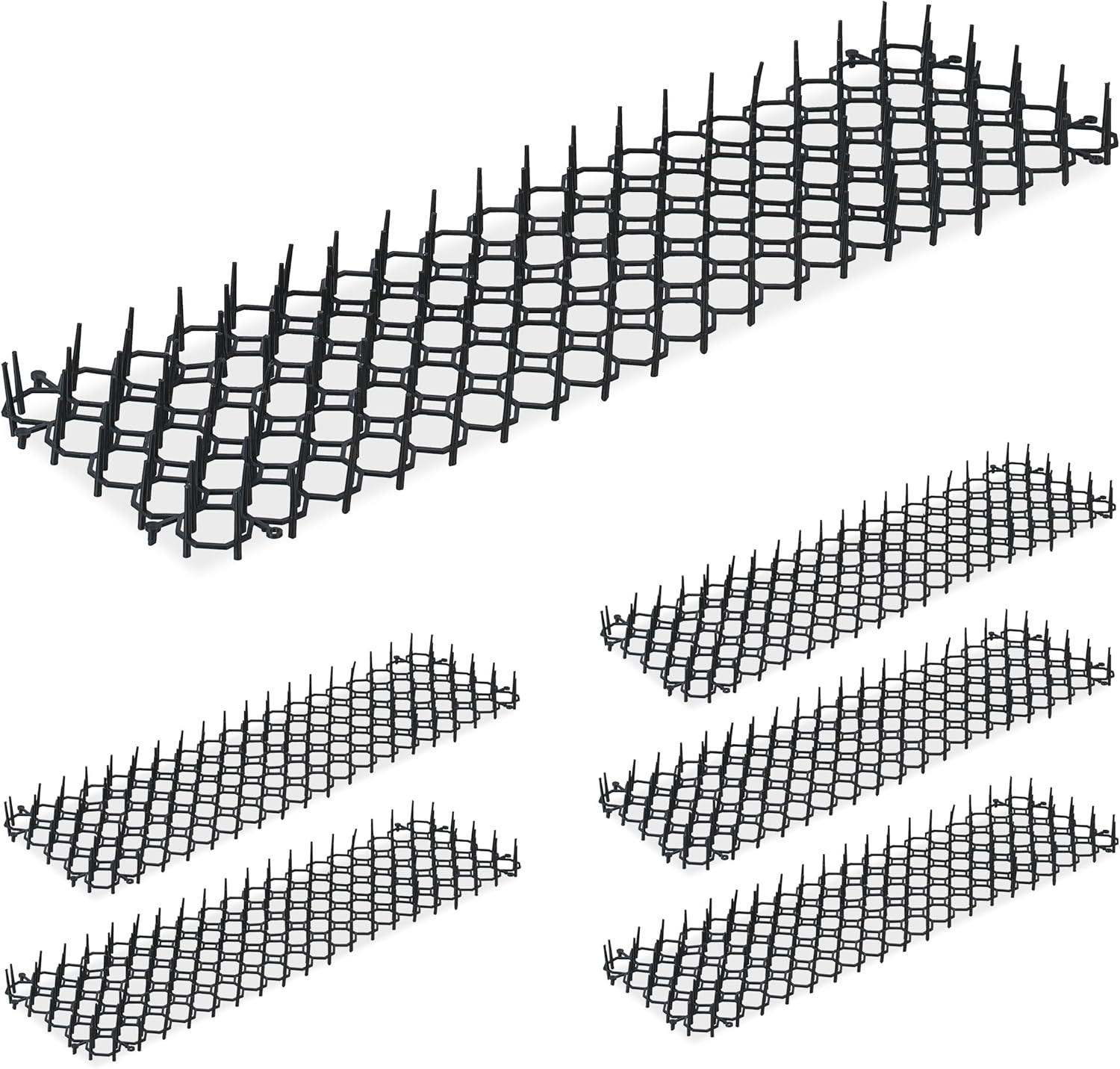 Relaxdays Thorn Grid, Set of 6, Marten & Cat Repellent, Protection for Beds, Plants, Plastic, Spiked Mat, Black
