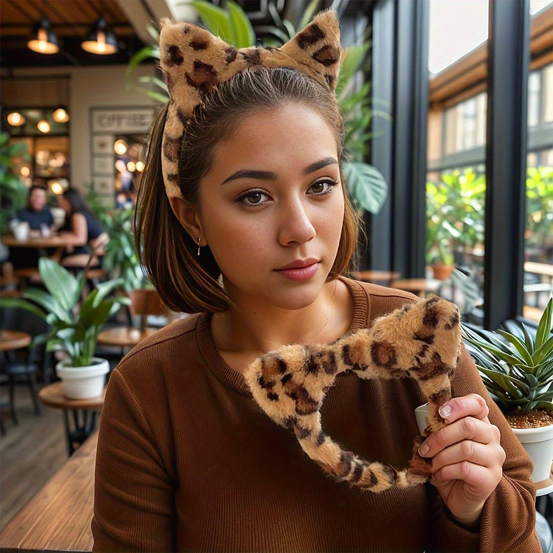 1 X Women'S Headband, 2 Pieces Face Wash Wrist, Hair Band, Cosmetic Headband, Reusable Hair Bands Make up Made of Sponge, Hair Bands for Makeup (Leopard Pattern Style) image number 5