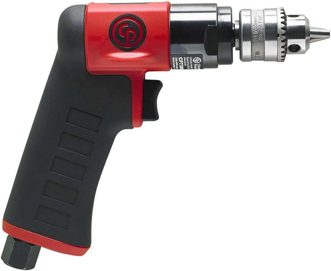Chicago Pneumatic CP7300C - Air Power Drill, Hand Drill, Power Tools & Home Improvement, 1/4 Inch (6.5 Mm), Keyed Chuck, Pistol Handle, 0.31 HP / 230 W, Stall Torque 1.9 Ft. Lbf / 2.6 NM - 3300 RPM image number 1