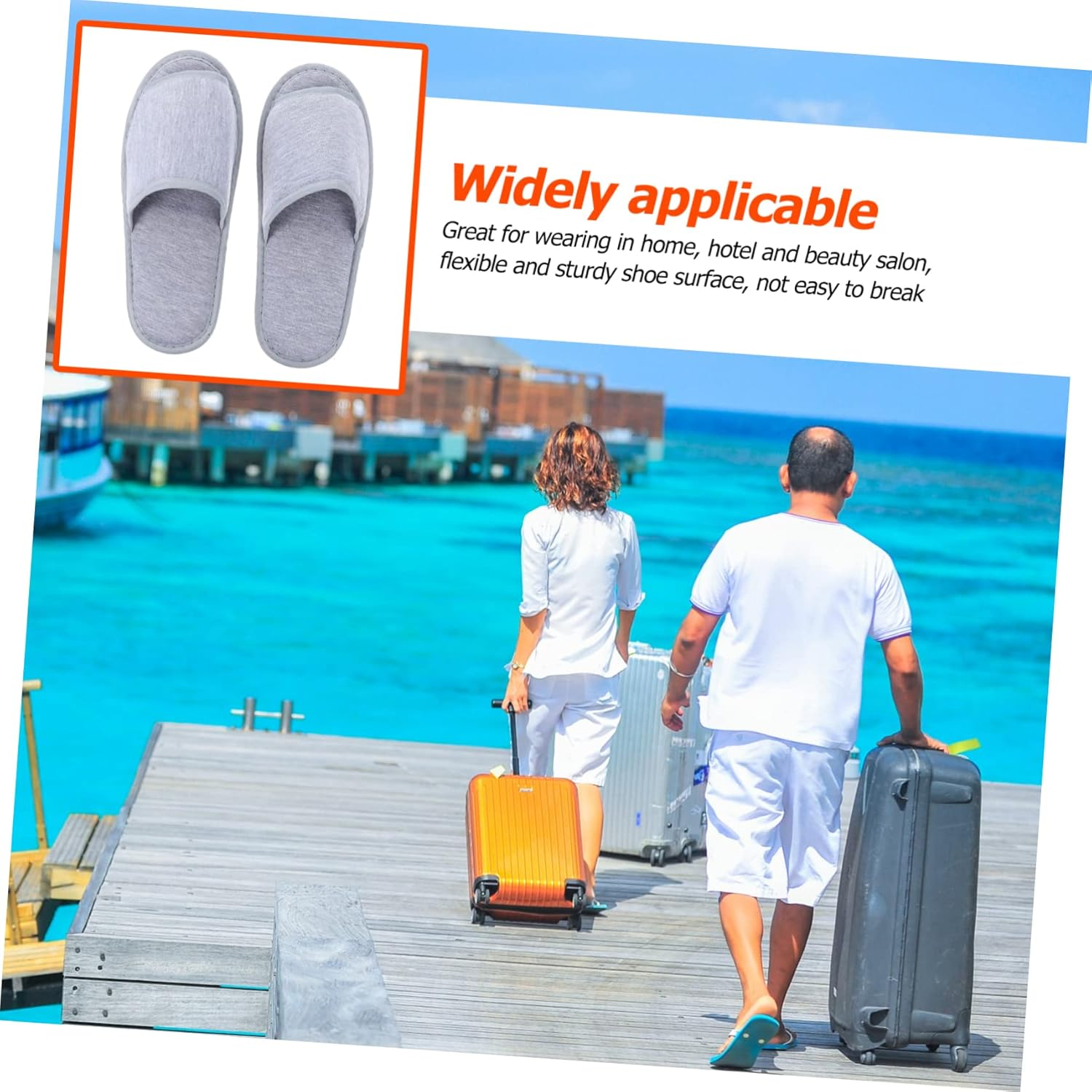 GANAZONO Portable Hotel Slippers Women Travel Cotton Folding Slippers Lightweight Non-Slip Indoor image number 3