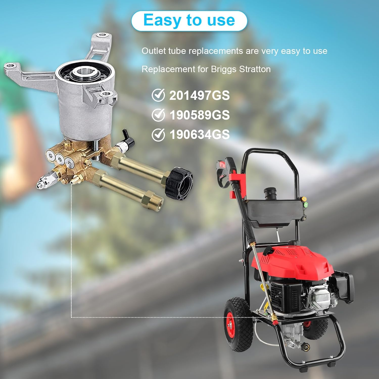 Pressure Washer Outlet Tube Replacement 201497GS 190589GS 190634GS for Craftsman Pressure Washers Compatible with Briggs & Stratton & Troy-Bilt Pressure Washer Pump Parts image number 1