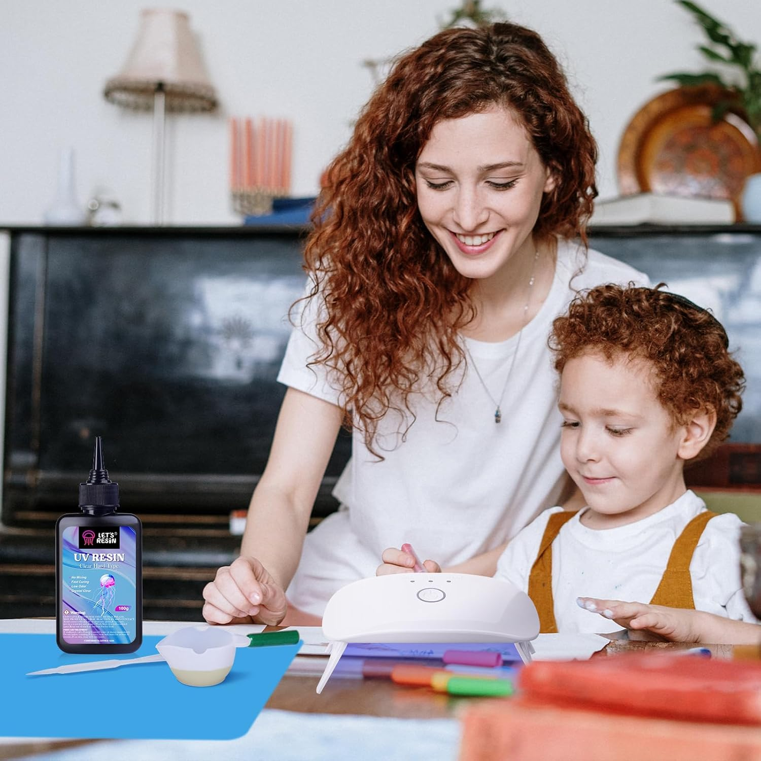 LET'S RESIN UV Resin Kit with Lamp, Upgraded 200G Crystal Clear&Low Odor UV Resin Kit, UV Light, Silicone Mat, Ultraviolet Epoxy Resin Hard, UV Resin Starter Kit for Jewelry, Craft Decor image number 1