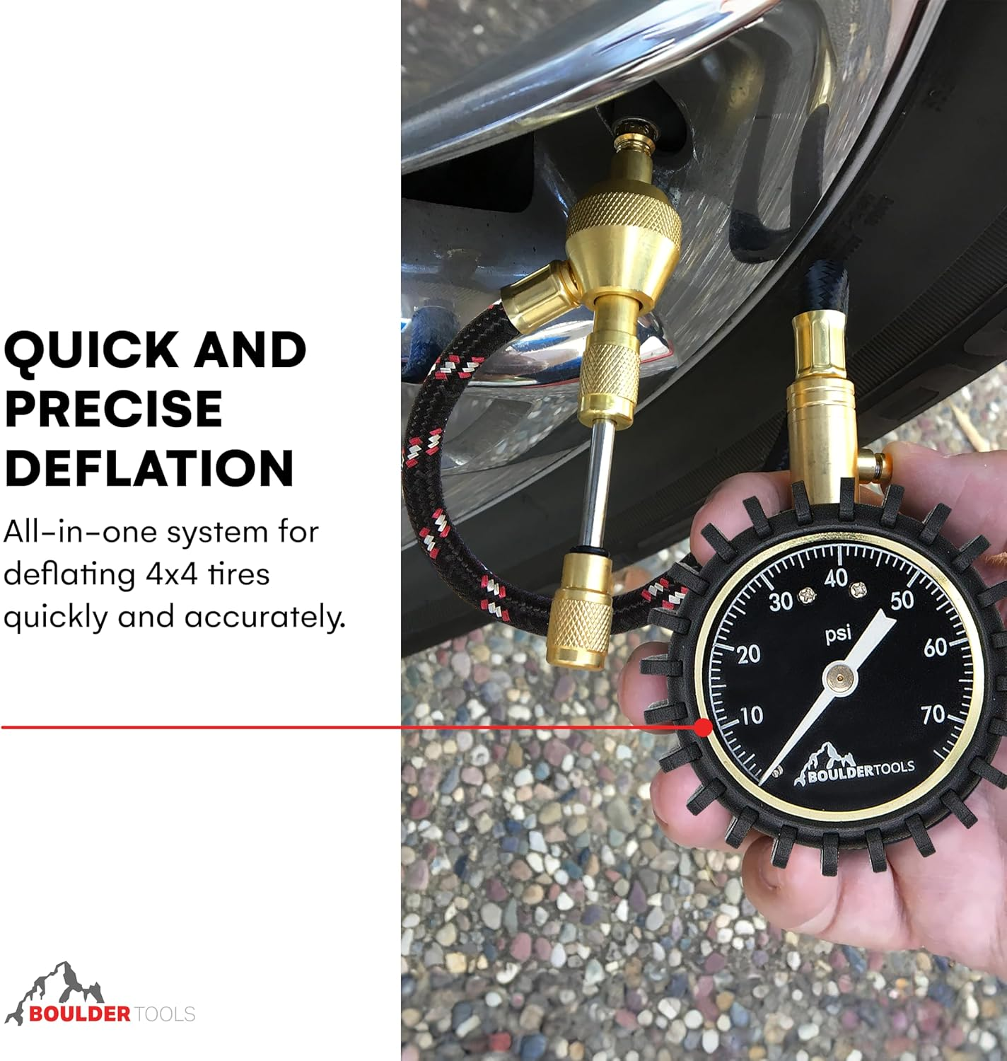 All New Boulder Tools Heavy Duty Rapid Tire Deflator Kit with Valve Caps Valve Cores & 4-In-1 Tire Valve Tool image number 2
