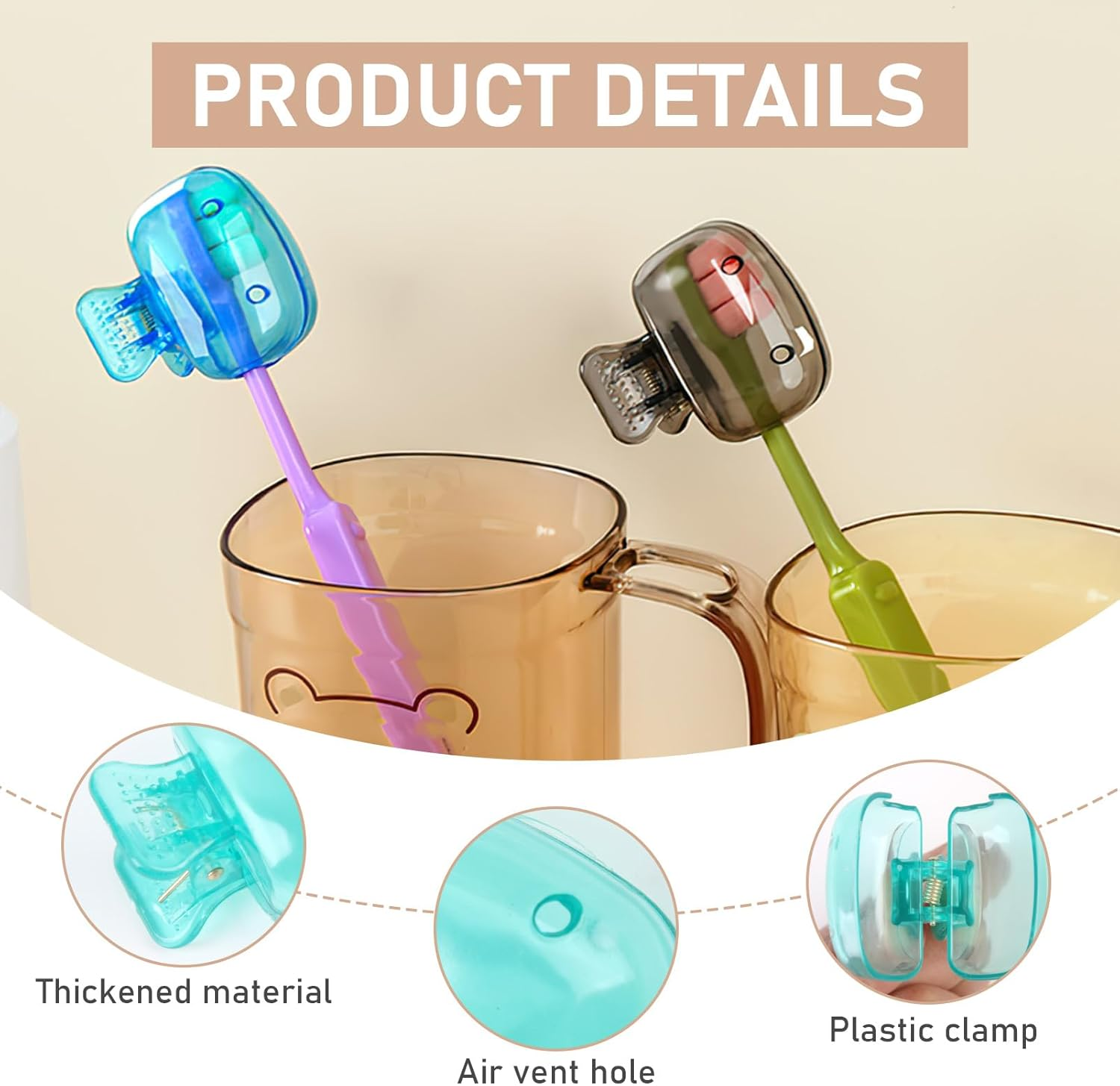 7 Pcs Electric Toothbrush Head Cover Set - High Quality Durable Plastic Toothbrush Cover Protector with Safety Clip, Hygienic Travel Case, Great Value Oral Care Accessories for Home and Vacation