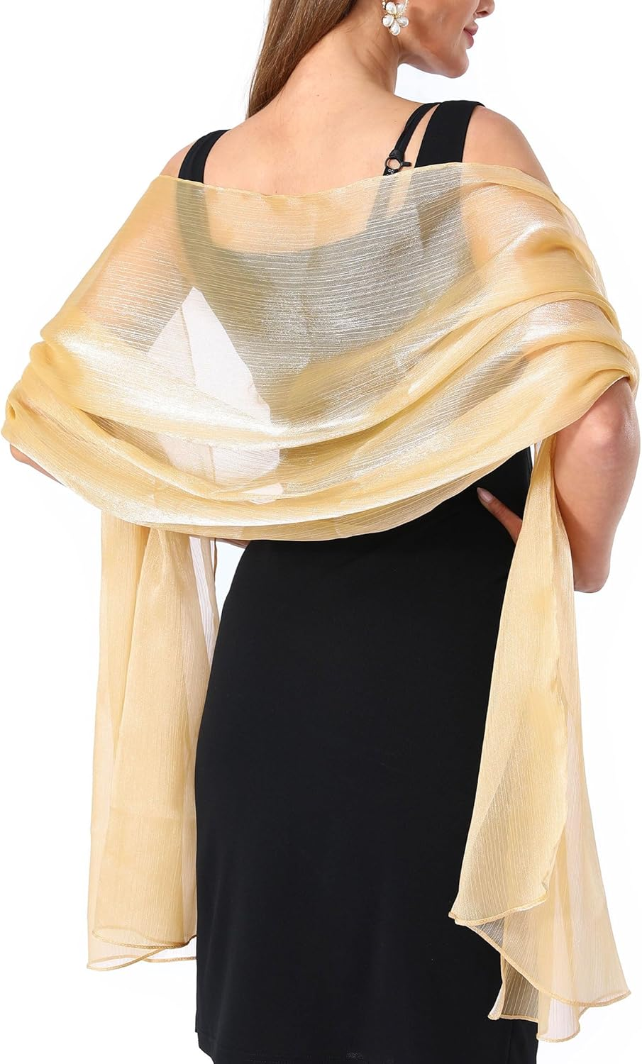 Chiffon Crepe Shawl for Women, Elegant Sheer Shawls and Wraps for Formal Evening, Soft Wedding Brides Scarf