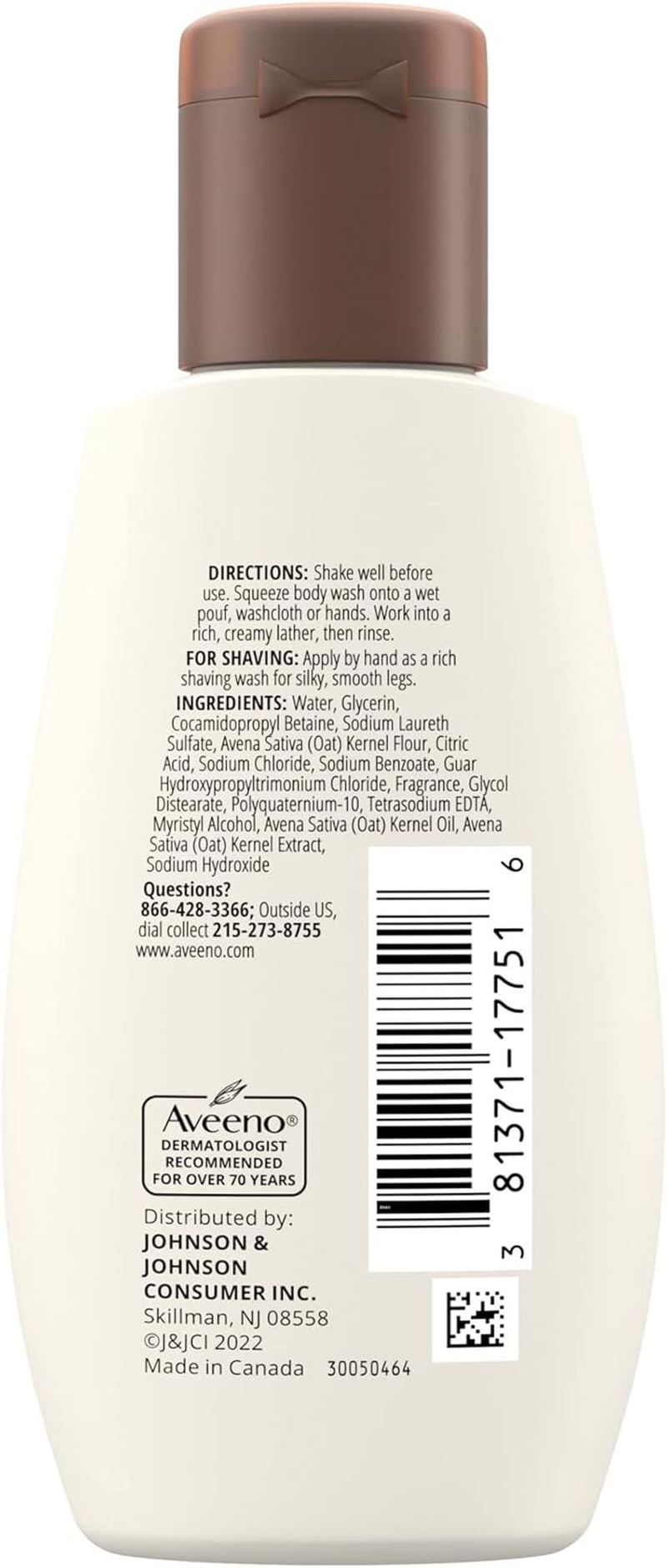 Aveeno Daily Moisturizing Body Wash, Travel Size, 2 Fluid Ounce (Pack of 6) image number 1