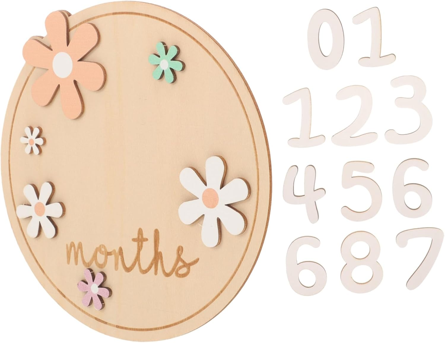 SECFOU Wooden Milestone Signs Monthly Announcement Discs for Newborn Photography Lightweight Nursery Decor for Showers and Gender Reveals image number 5