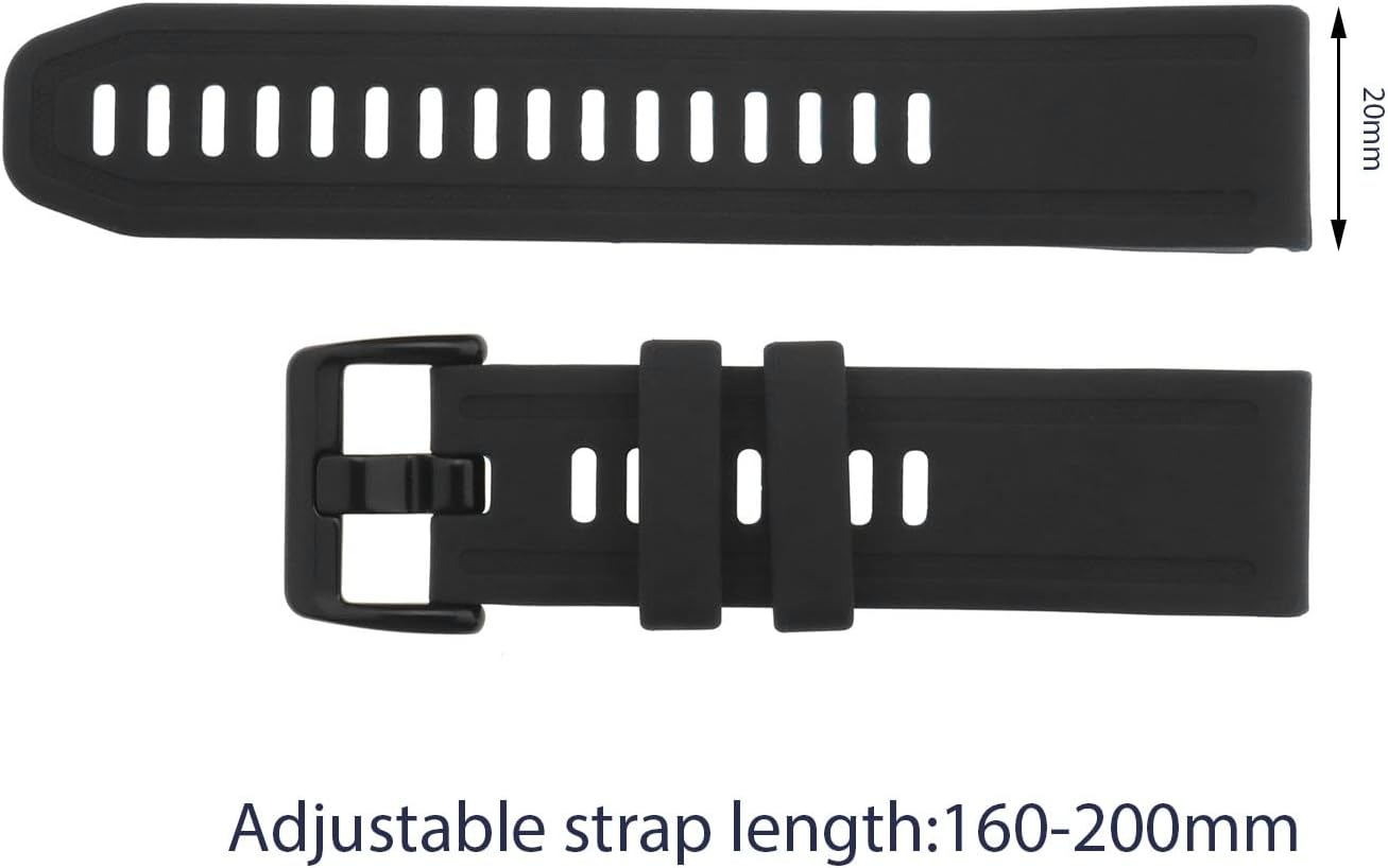 Emagtech Silicone Watch Strap Replacement Compatible with Garmin Fenix 7S/ Fenix 6S/5S/5S Plus/6S Pro Adjustable Watch Band Waterproof Wrist Strap 160-200Mm Black - Blue image number 7