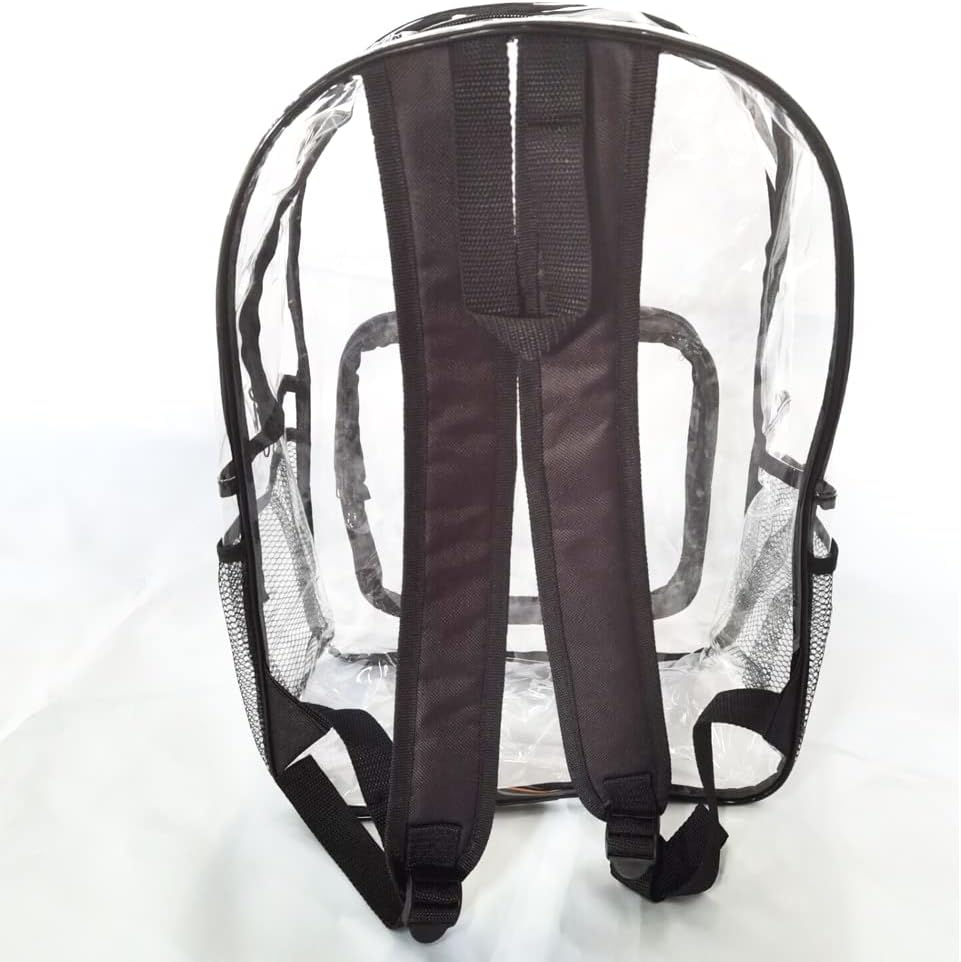 Heavy Duty Clear Backpack with Adjustable Reinforced Straps Front Accessory Pocket - Perfect for Work,School, Security, & Sporting Events, Clear, Large, School image number 5