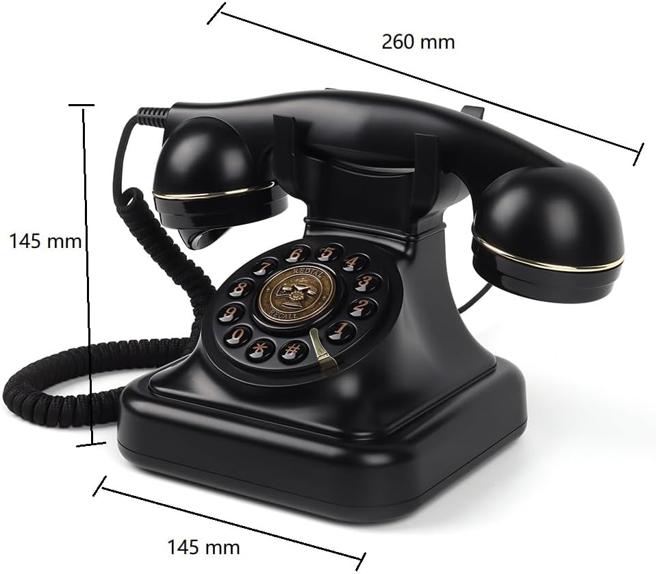 Audio Guest Book Phone, Retro Style Antique Audio Guestbook Phone with Free LED Wedding Sign and A5 Vertical Photo Frame (Black) image number 3