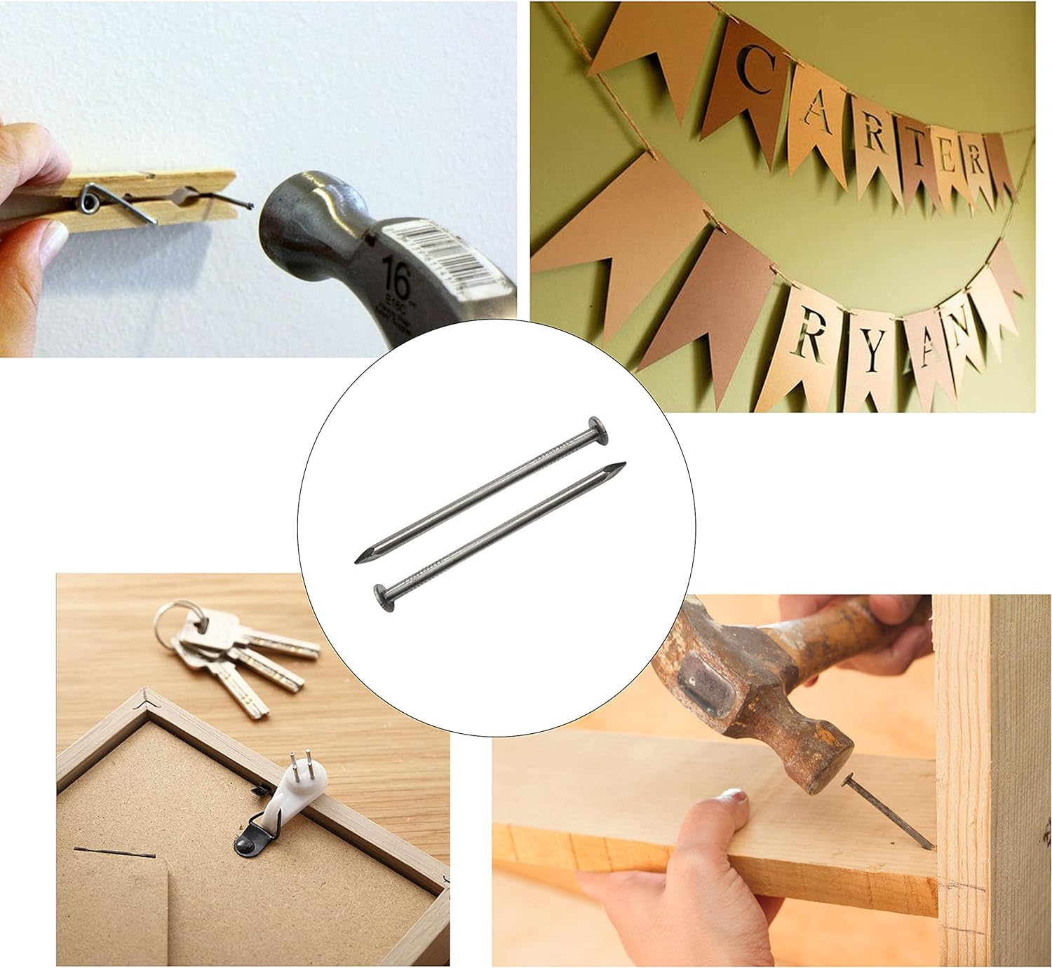 Cseao Nails Hardware Assortment Kit, 620 Pieces, Small Nails, Nails, Nails for Hanging Pictures, Picture Hanging Nails, Finishing Nails, Hanging Nails, Picture Nails, Wall Nails for Hanging, Pin Nails image number 5