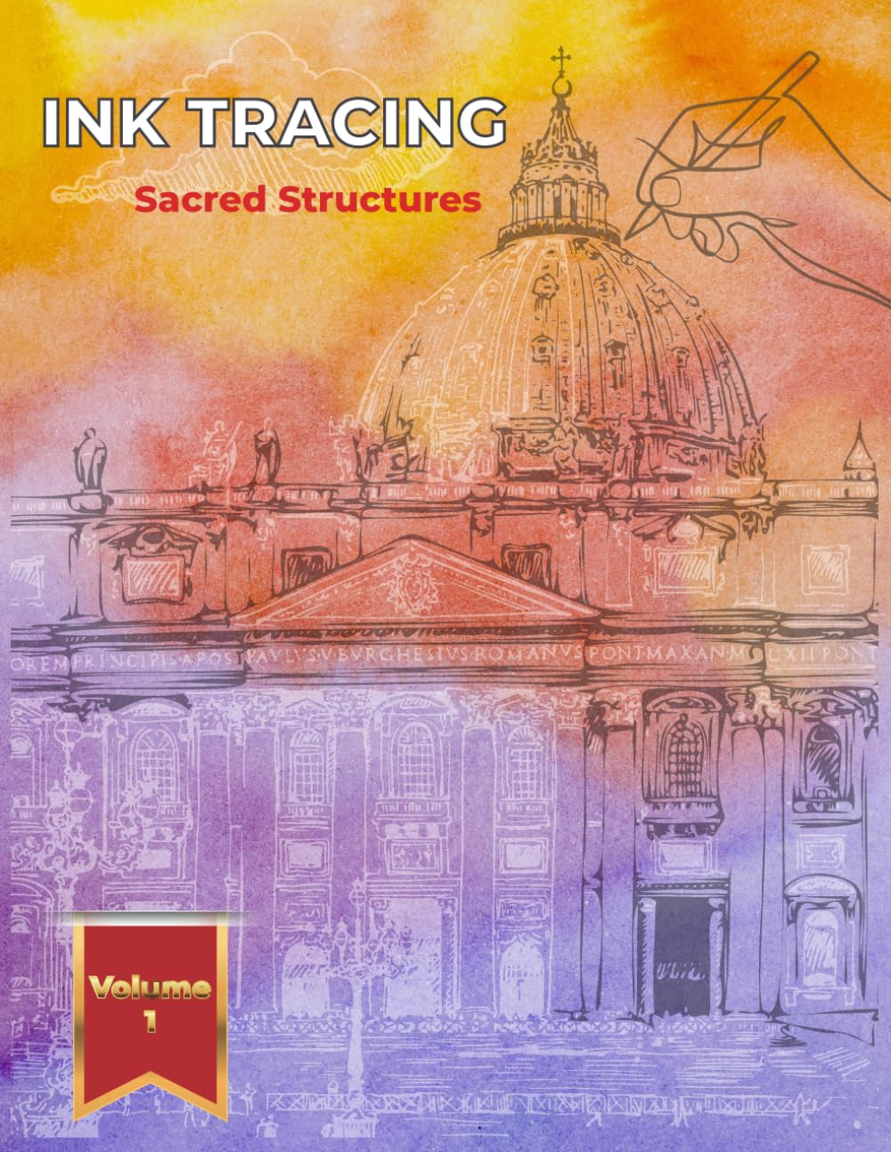 Ink Tracing Sacred Structures: Reverse Coloring Book for Adults. Trace the White Lines to Uncover Majestic Churches and Cathedrals. a Unique, Mindful Artistic Experience. image number 1
