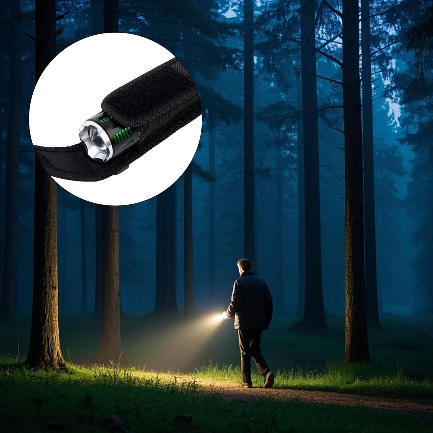 Sdhgerh Portable Torch Bag Oxford Fabric Torch Holder Belt Bag with Hook and Eye Closure for Hunting Outdoor Camping Hiking Fishing Black 16.5 X 4.5 X 4 Cm