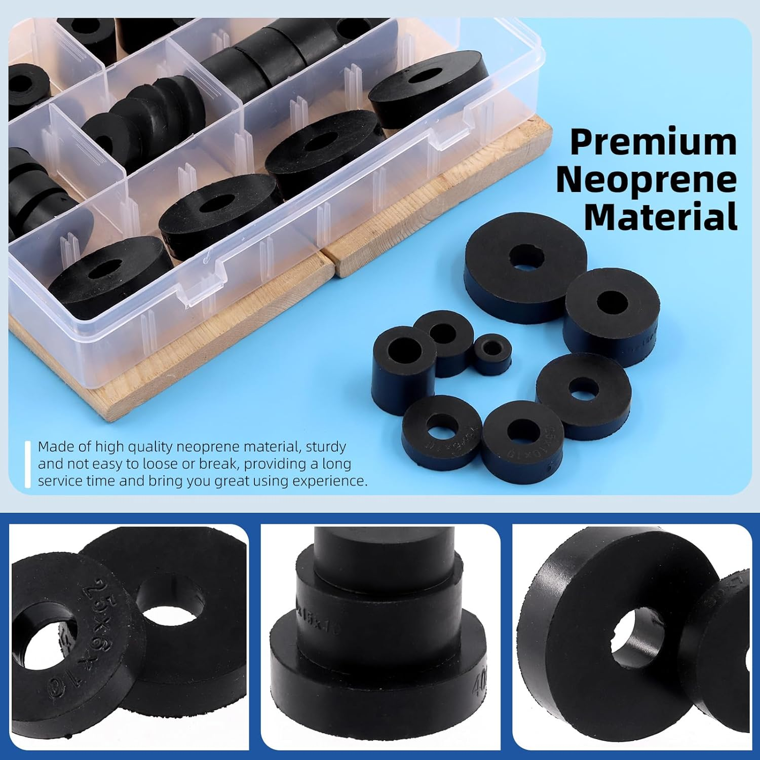 Glarks 40Pcs 8 Sizes round Rubber Spacer Assortment Kit, Multi Purpose Black round Neoprene Washers anti Vibration Rubber Spacer Bushings for Electrical Repair and Home Car Accessories image number 1
