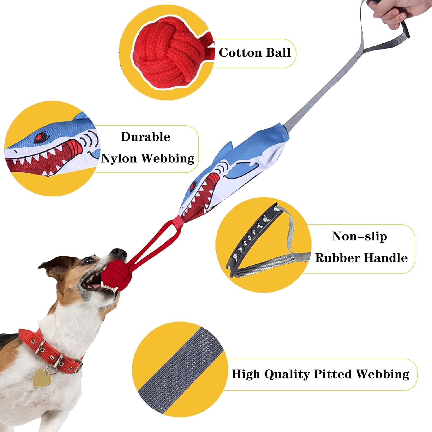 Squeaky Dog Tug Toys, Dog Chew Toys Dog Rope Toys with Strong Handle for Tug of War Puppy Training Play Durable Interactive Dog Toys for Small Medium & Large Dogs (Handle Tug) image number 5