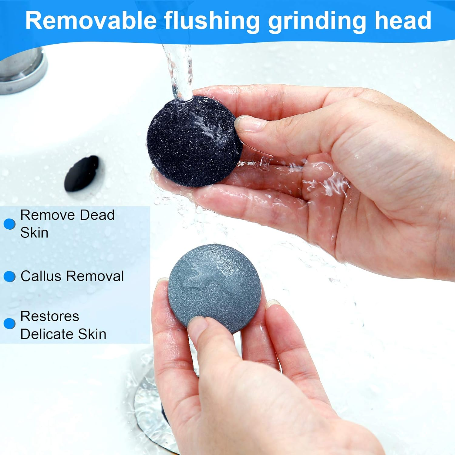 (Black, Gray) - 20 Pieces Regular Coarse Replacement for Portable Electric Foot Grinder Foot File Callus Remover Electric Callus Remover Hard Skin Eliminator Grind Head for Cracked Heels Dead Skin image number 6