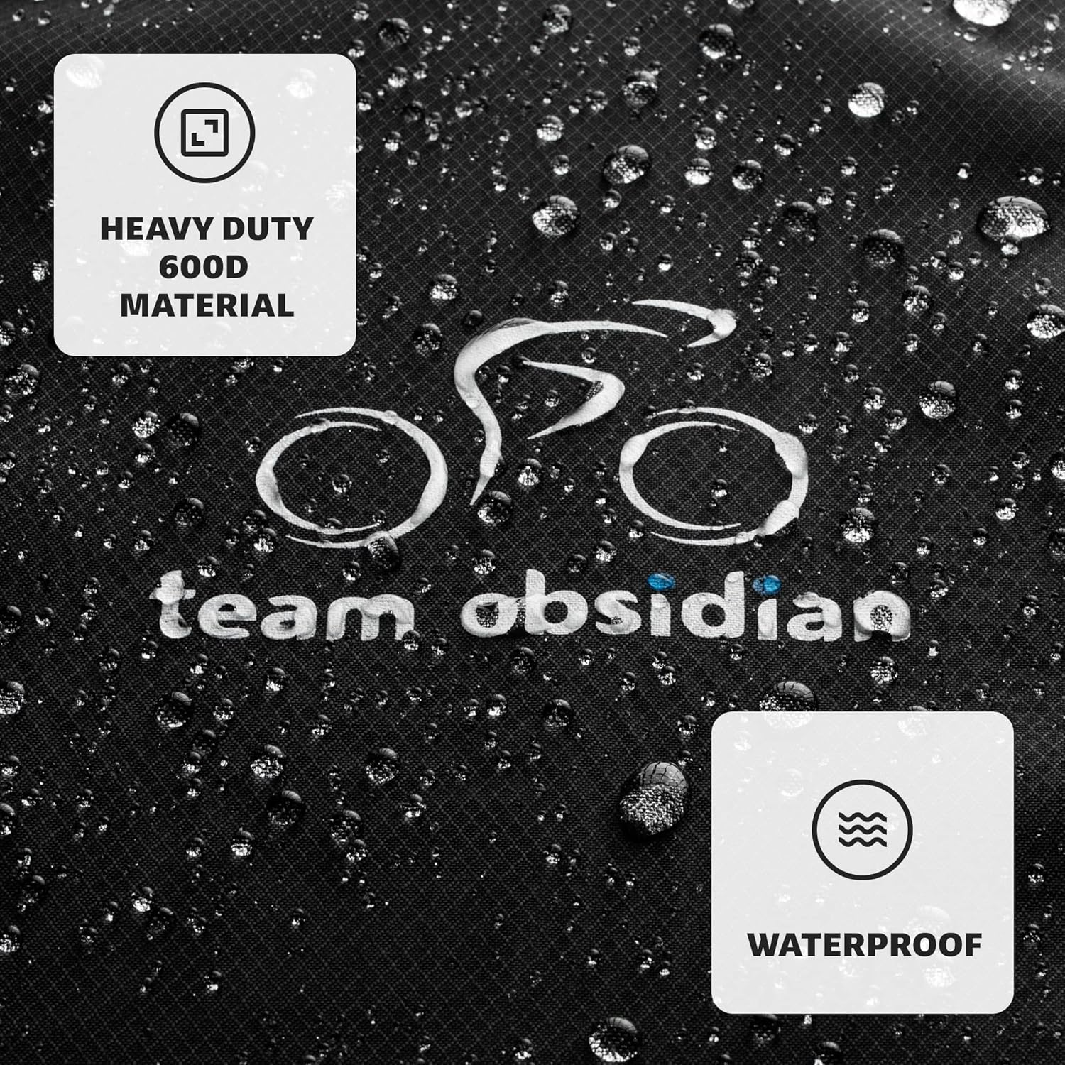 Team Obsidian: Bike Covers | Outdoor Storage or Transportation/Travel | Waterproof, Heavy Duty, 600D Oxford Ripstop | L, XL, XXL for 1,2 or 3 Bikes | Electric Bike Compatible image number 6