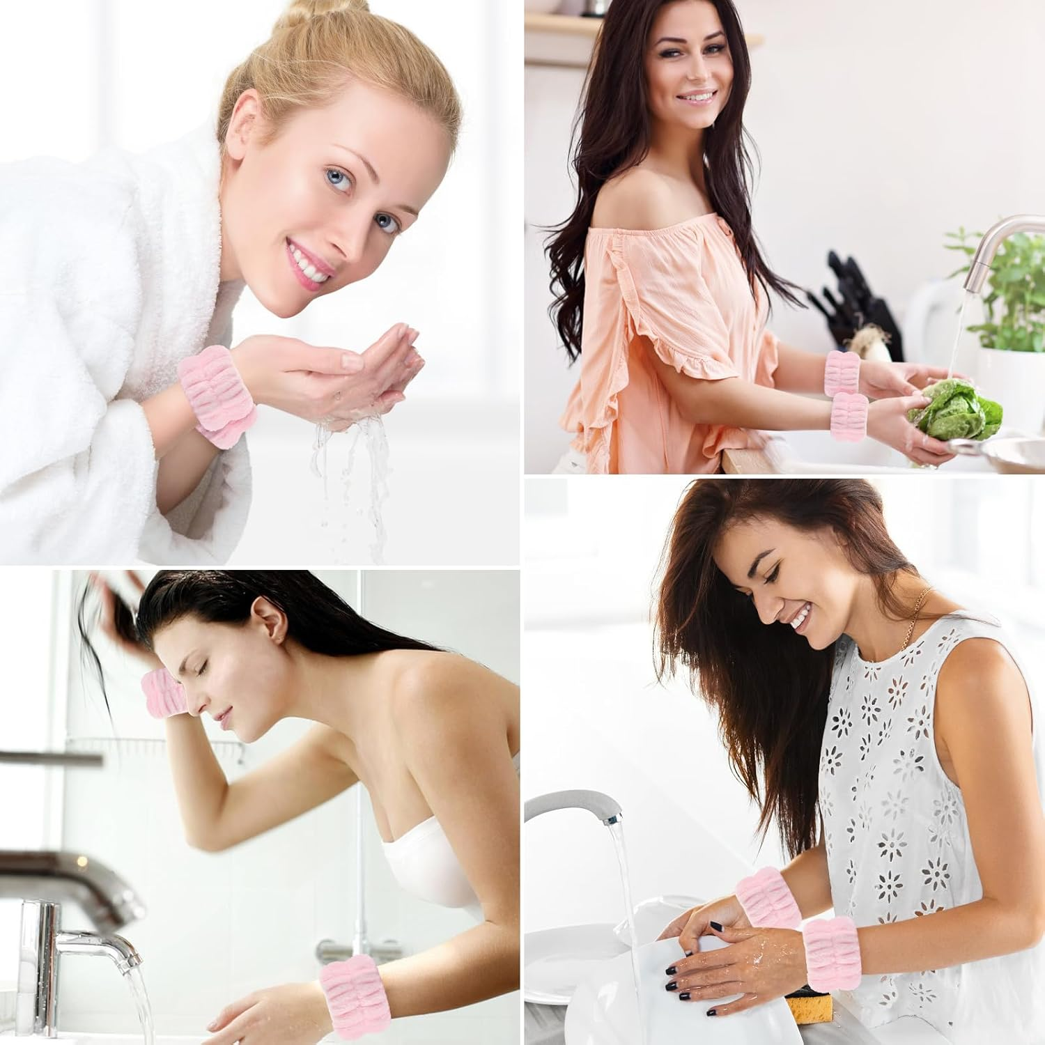 2Pcs Wrist Bands for Washing Face Wash Wristbands Wrist Towels Arm Bands for Skincare Makeup Wrist Cuffs Spa Wrist Scrunchies image number 5