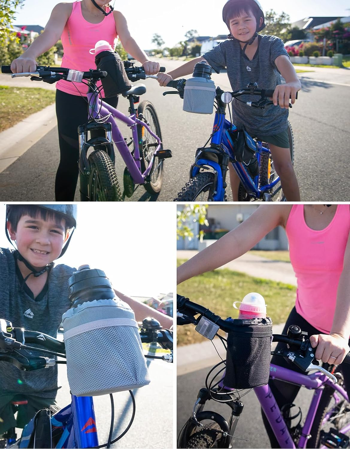 KEMIMOTO Motorcycle Cup Holder, Universal Cup Holder with 0.6"-1.5" Alligator Clamp and 2 Individual Mesh Pockets, Cup Holder for Motorcycle Kayak Bike ATV UTV Scooter Boat Walker image number 6