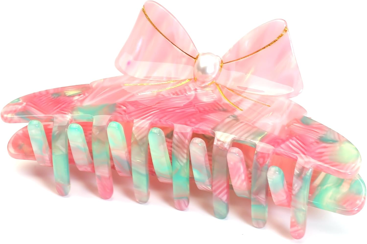 Qingoo Large Green Cellulose Acetate Bow Hair Clip Beautiful Hair Clip Women'S Hair Accessories Headdress Elegant Hair Accessory Long Hair 1 Piece (11 X 4.7 Cm, Light Green)