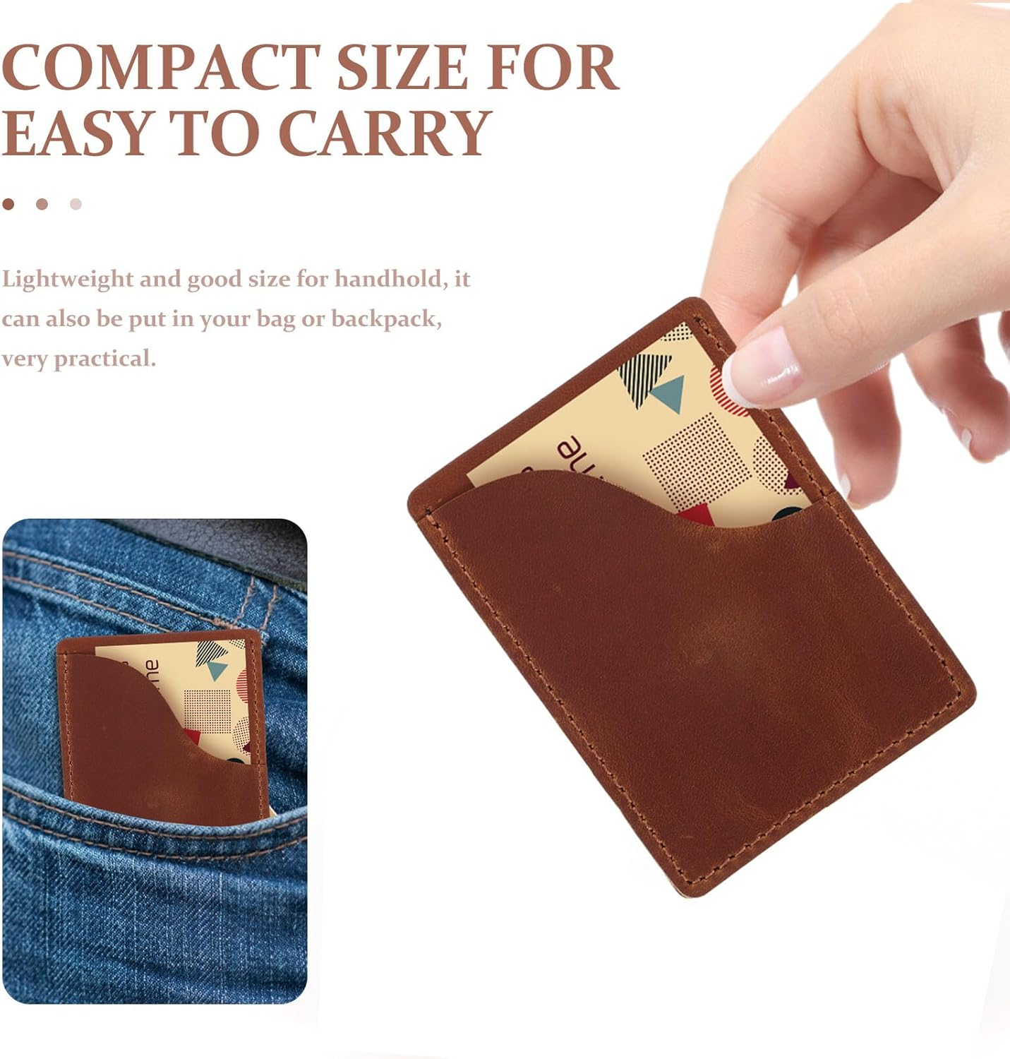 Abaodam Business Card Holder Wallet Card Organizer Pouch Brown Passport Sleeve Travel Wallet for Women image number 1