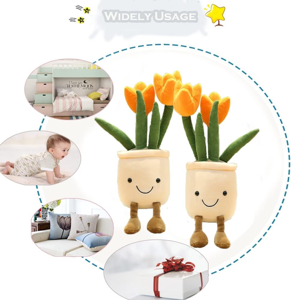 CHELEI2019 13.8" Plant Stuffed Animal,Tulip Plush Toy Flower Pot Stuffed Plush Pillow Doll image number 4