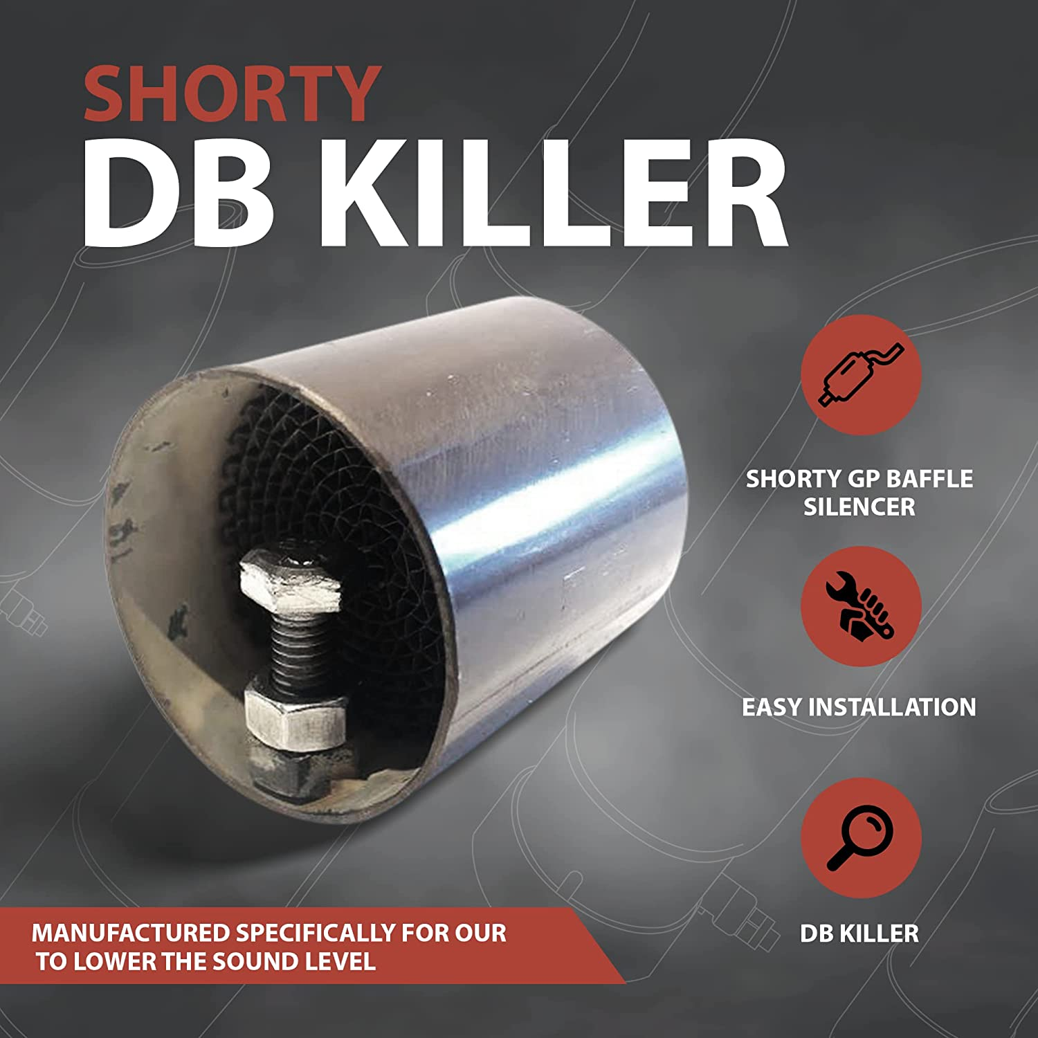 Radiant Cycles Shorty GP Muffler Tip Universal Fits Any 43Mm OD Pipe and 2017-2024 Honda REBEL CMX 500 BLACK Baffle image number 4