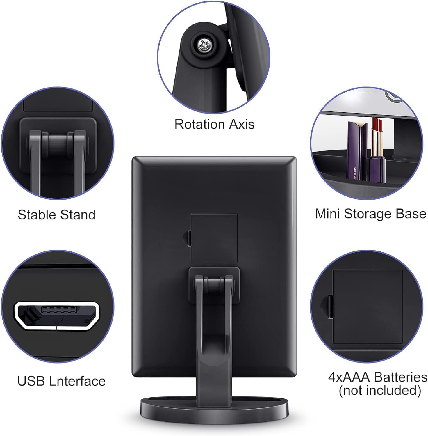 FIME. Makeup Mirror with 3X Magnification, 21 LED Lights, 180 Degree Rotation, Portable Travel Size,Table Mirror with Touch Screen, Portable Travel Cosmetic Mirror image number 3