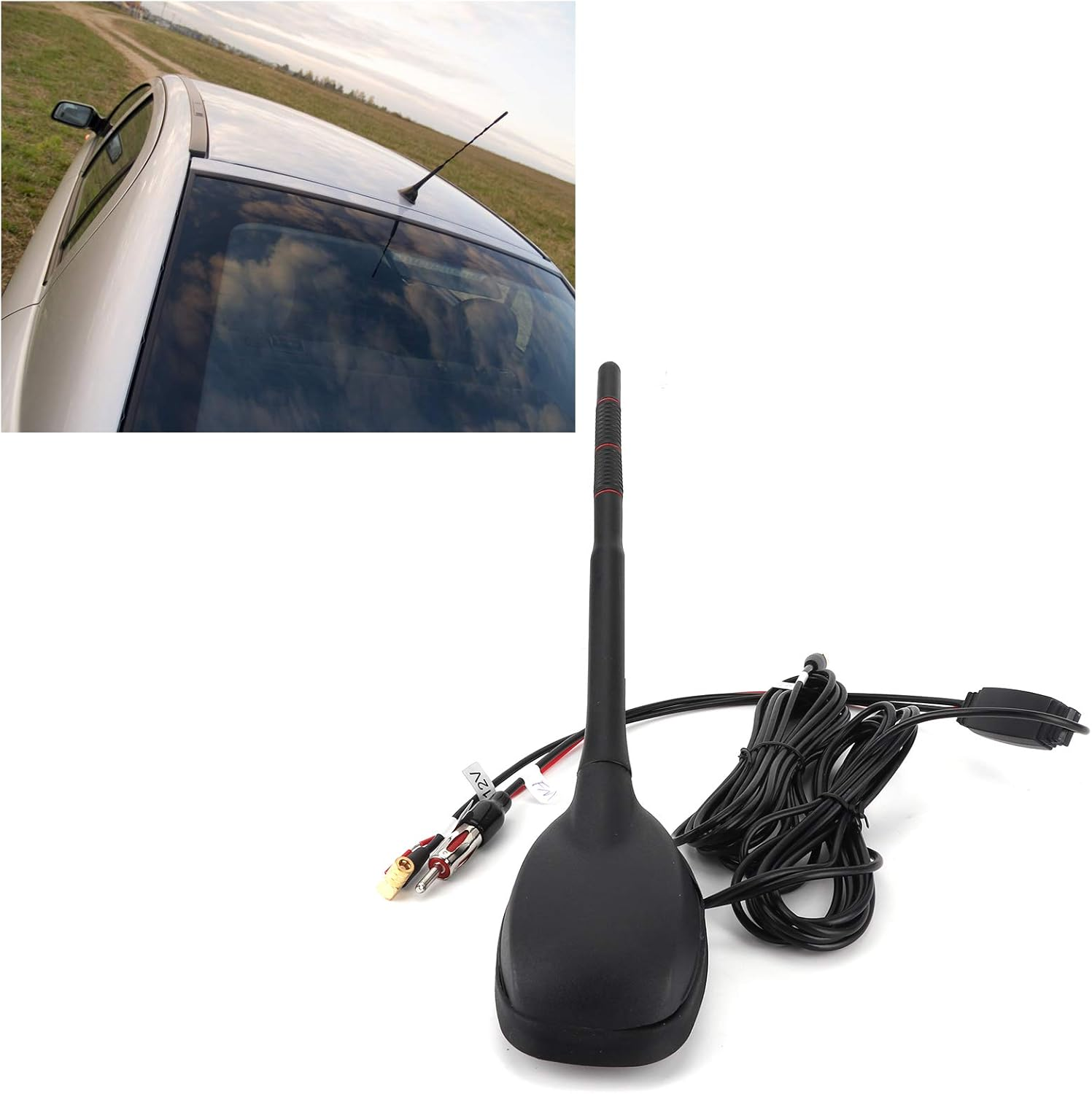 DAB Active Antenna for Car FM GPS Roof Mount 4.7 Inch Carbon Fiber with 9 Adapters Vehicle RV Universal Fit for Urban Commute Highway Travel Remote Area Outdoor Use image number 6