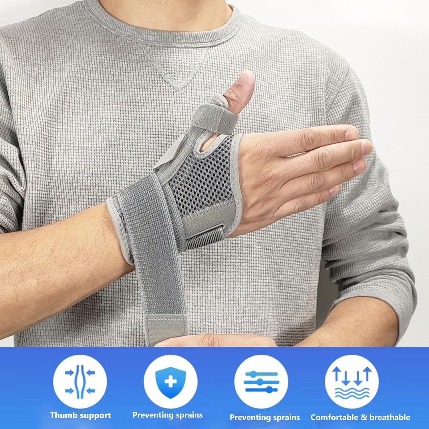 Thumb Brace & Wrist Support, Ergonomic Thumb Splint Spica with Wrist Brace for Arthritis, De Quervains Tenosynovitis, CMC Joint, Tendonitis - Right/Left Hand - 1 Piece image number 3