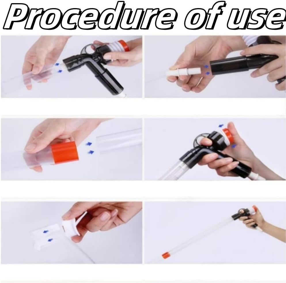 DACUAN Aquarium Gravel Cleaner, Fish Tank Cleaner Kit, Fish Tank Vacuum Cleaner Kit Tool with 2 Extendable Pipe, Glass Scraper, Water Flow Controller Clamp, Fish Net, for Water Changing, Sand Washing image number 4