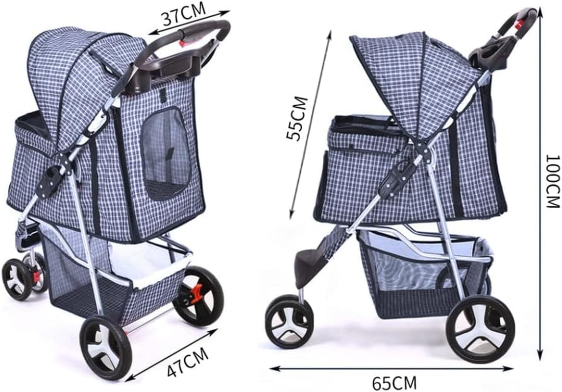 Pawz 3 Wheels Pet Stroller Dog Cat Cage Puppy Pushchair Travel Walk Carrier Pram Black, Dog Stroller with Detachable Basket, 2 Cup Holder, Folding Travel Stroller for Cats Dogs 25Kg Load image number 3