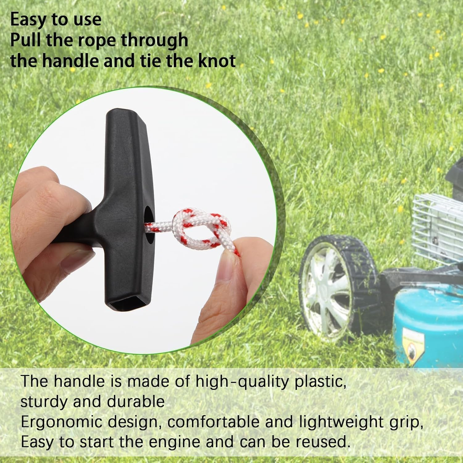 1Roll Chain Saw Pull Cord Recoil Starter String Rope, Handle Lawn Mower Pull Cord Pull String Pull Rope, Lawn Mower Pull Cord Recoil Starter Rope with Handles image number 6