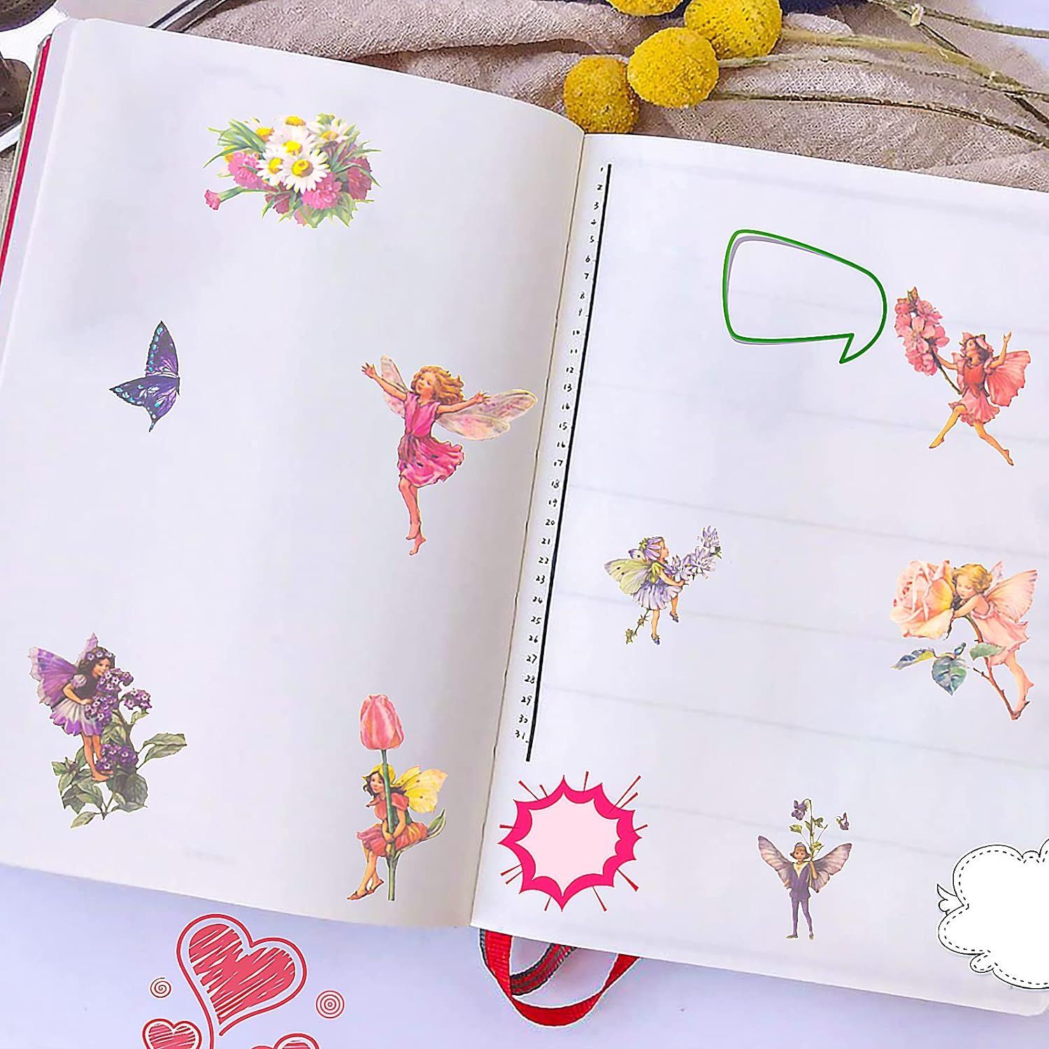 90 Pieces Fairy Stickers for Scrapbook, Transparent Flower Fairy Patch for Scrapbooking Hand Ledger Phone Case Laptop Diary DIY Crafts image number 1