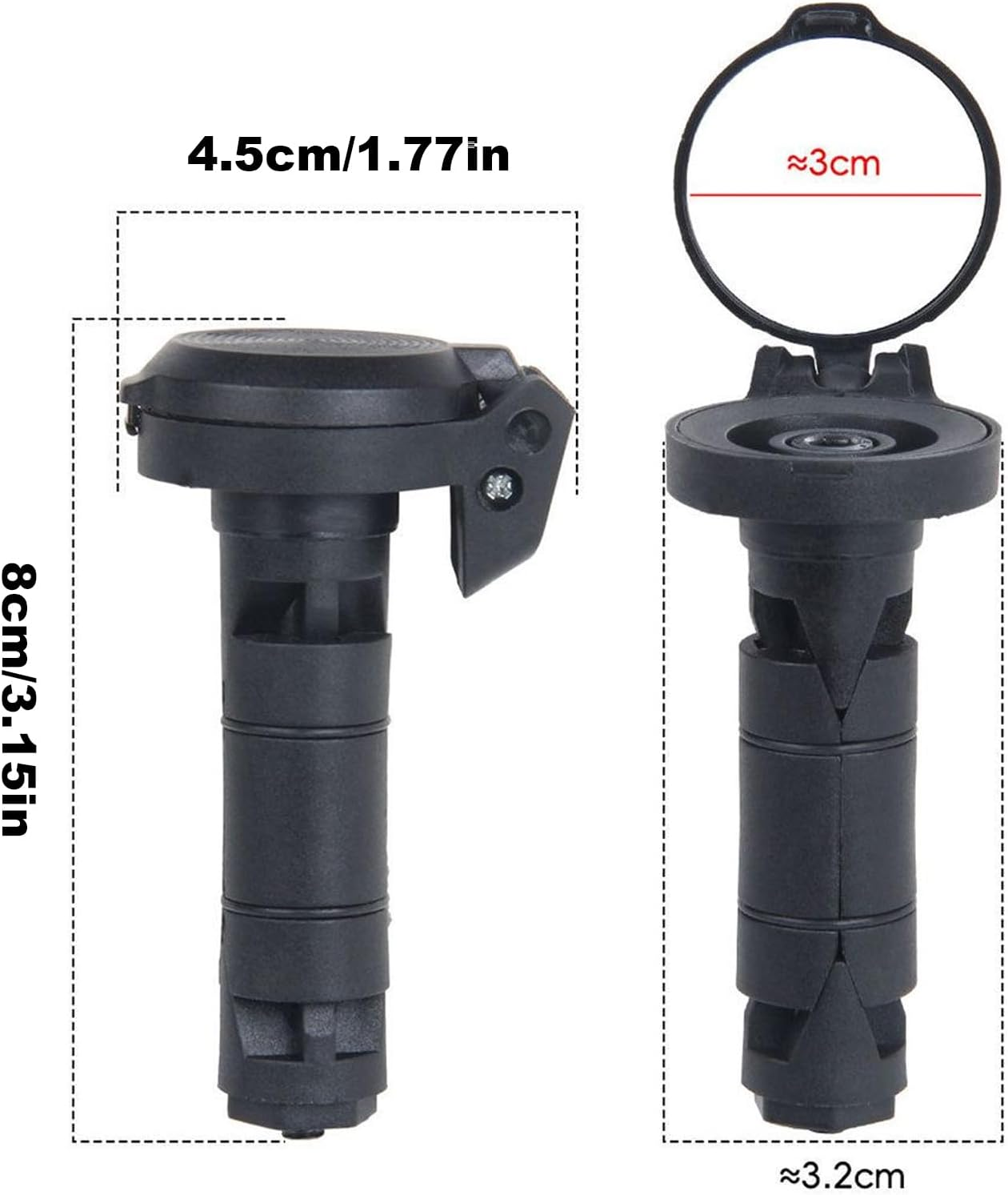 Bicycle Side Mirror - Foldable Ridings Parts Convex Lens | Bike Bar End Mount Rearview, Riding Part Convex Lens with Cover for Commuting Mountain Travel Urban Road Touring image number 6